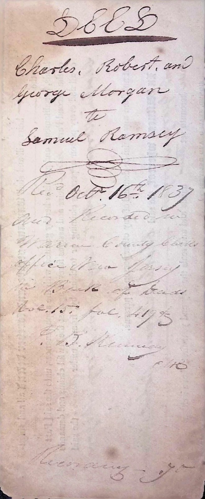 1804 Abstract of Title Isaac Cole to William Williams Lot 1 Thirteenth Range