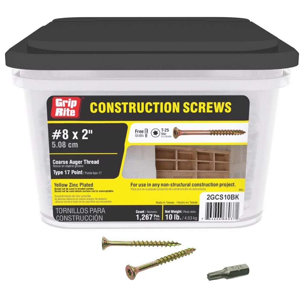 Grip-Rite Construction Screws Fastener Size #8 x 2\
