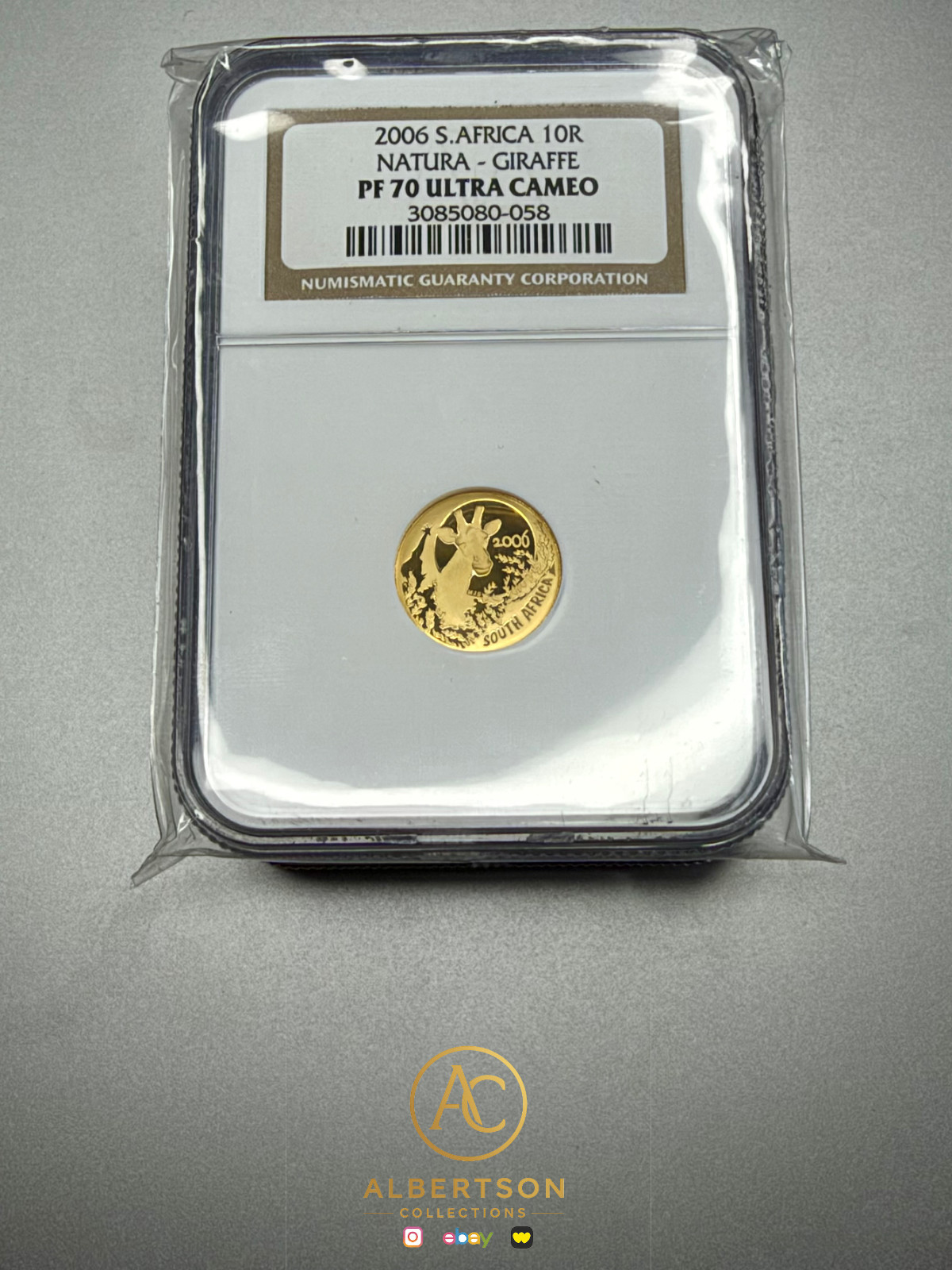 2006 South Africa Natura Giraffe 10 Rand NGC PF70 Gold Mintage 2764