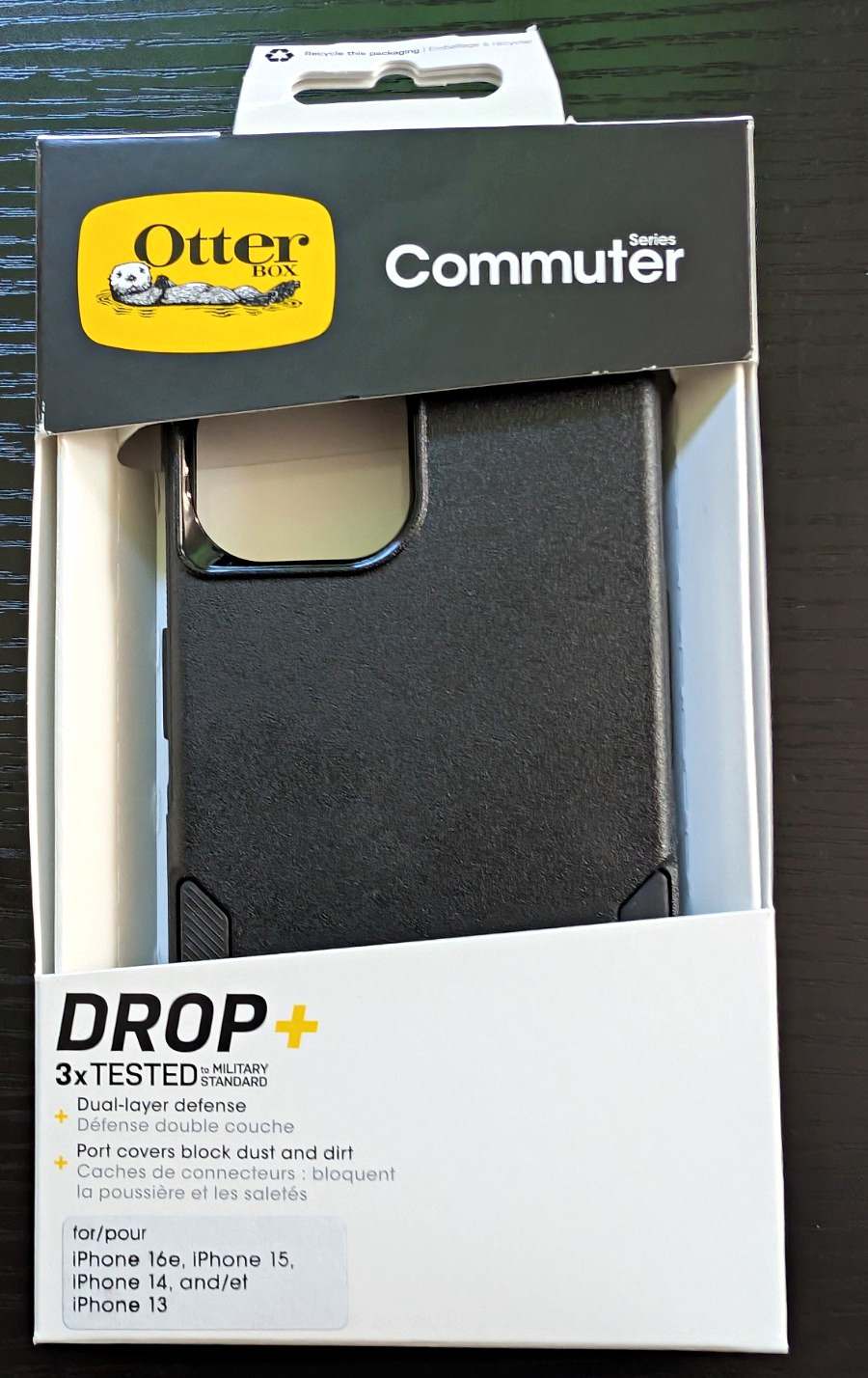 OtterBox Commuter Series Case for iPhone 16e, 15, 14 and 13, Black, Drop New