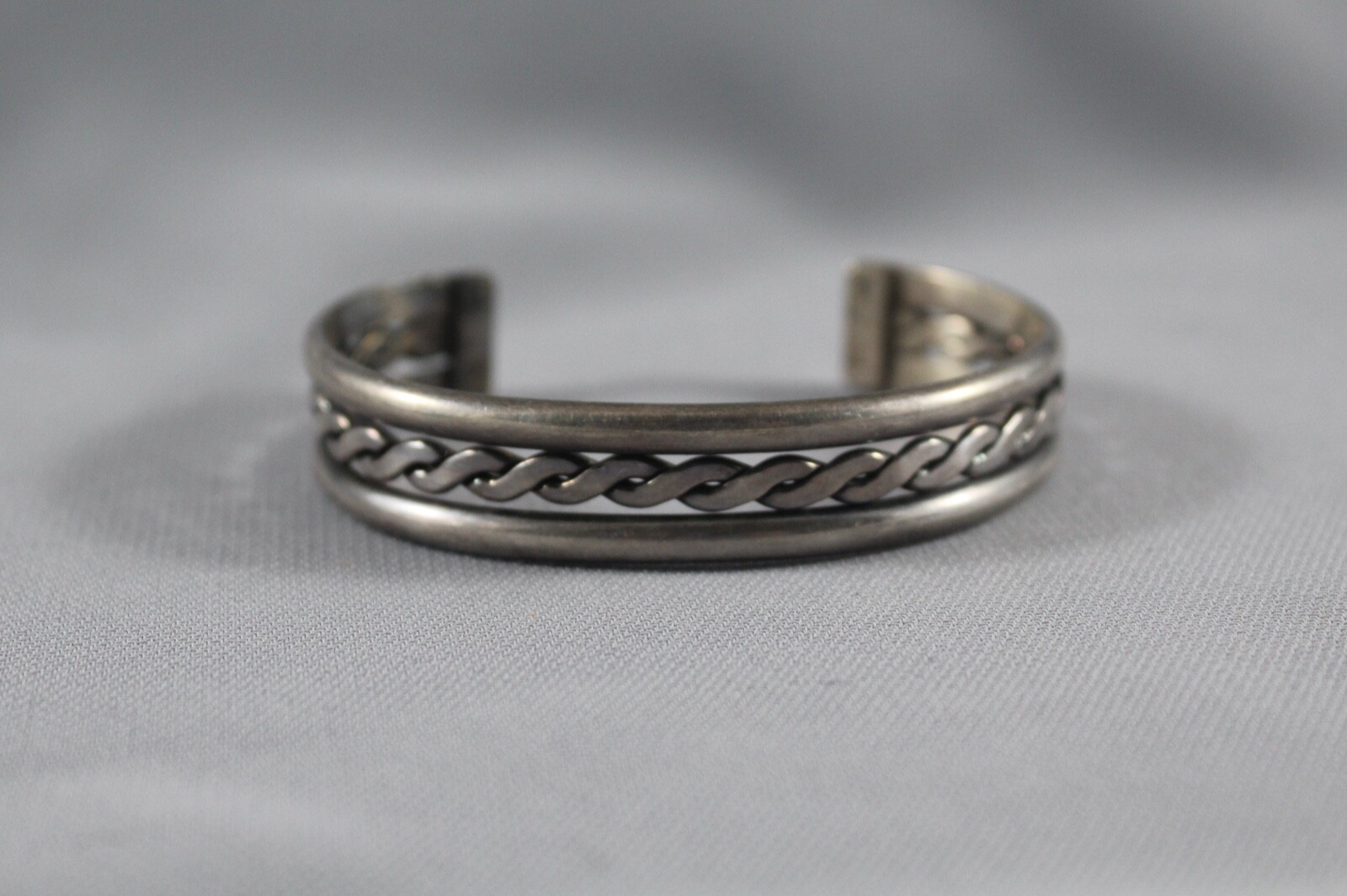 Vintage Navajo Sterling  Silver Bracelet -  Signed Tahe - Size 6 1/2