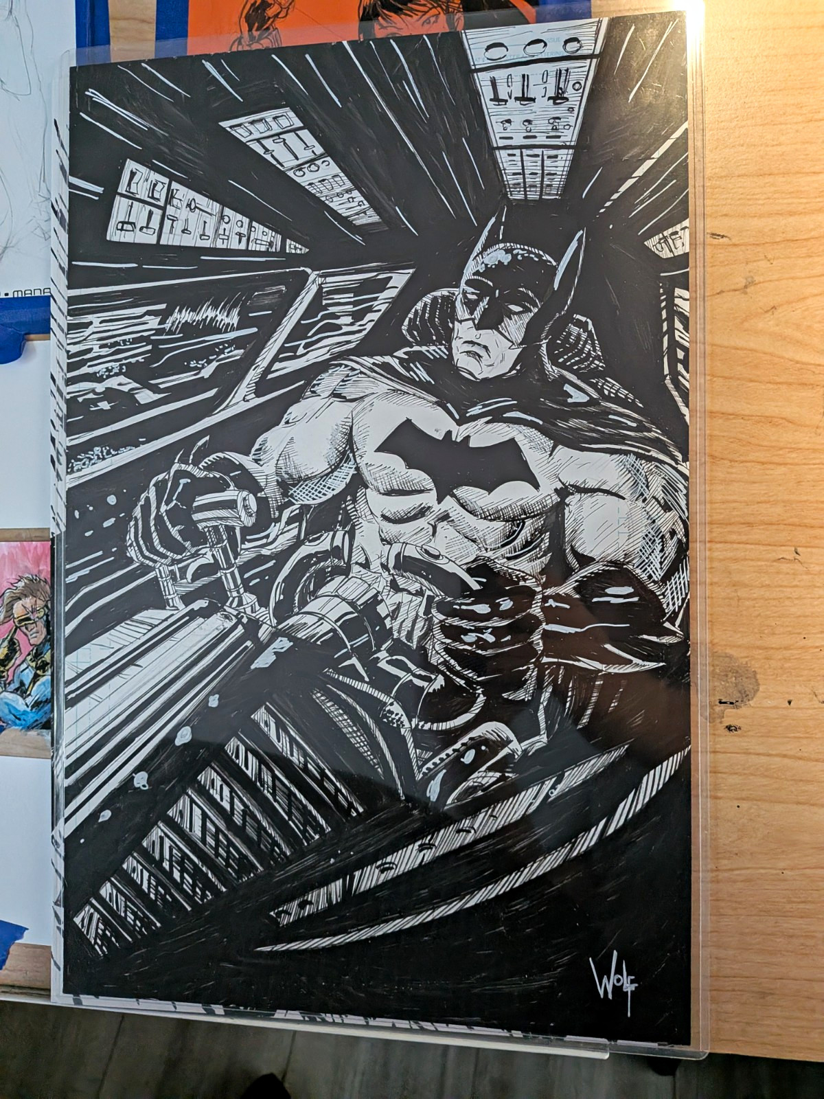 Batman Black & White Original 11x17 by Wolf Batman Black & White Original 11x17 by Wolf
