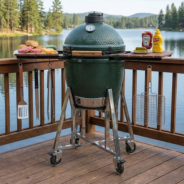 Big Geen Egg Stand for Large Big Green Egg, Stainless Steel Cart Perfect Fit BGE
