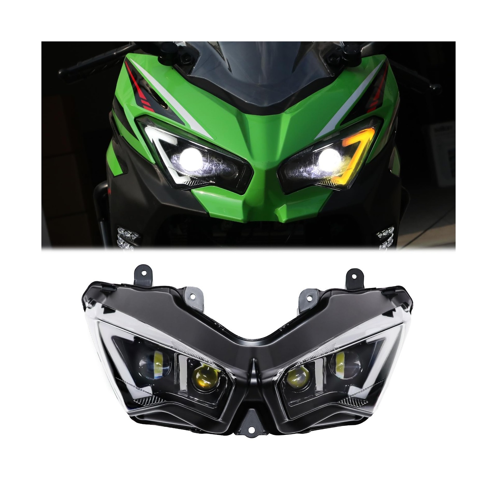 LED Headlight Turn Signal for Ninja 400, Motorcycle Integrated LED Front Head... LED Headlight Turn Signal for Ninja 400, Motorcycle Integrated LED Front Head...