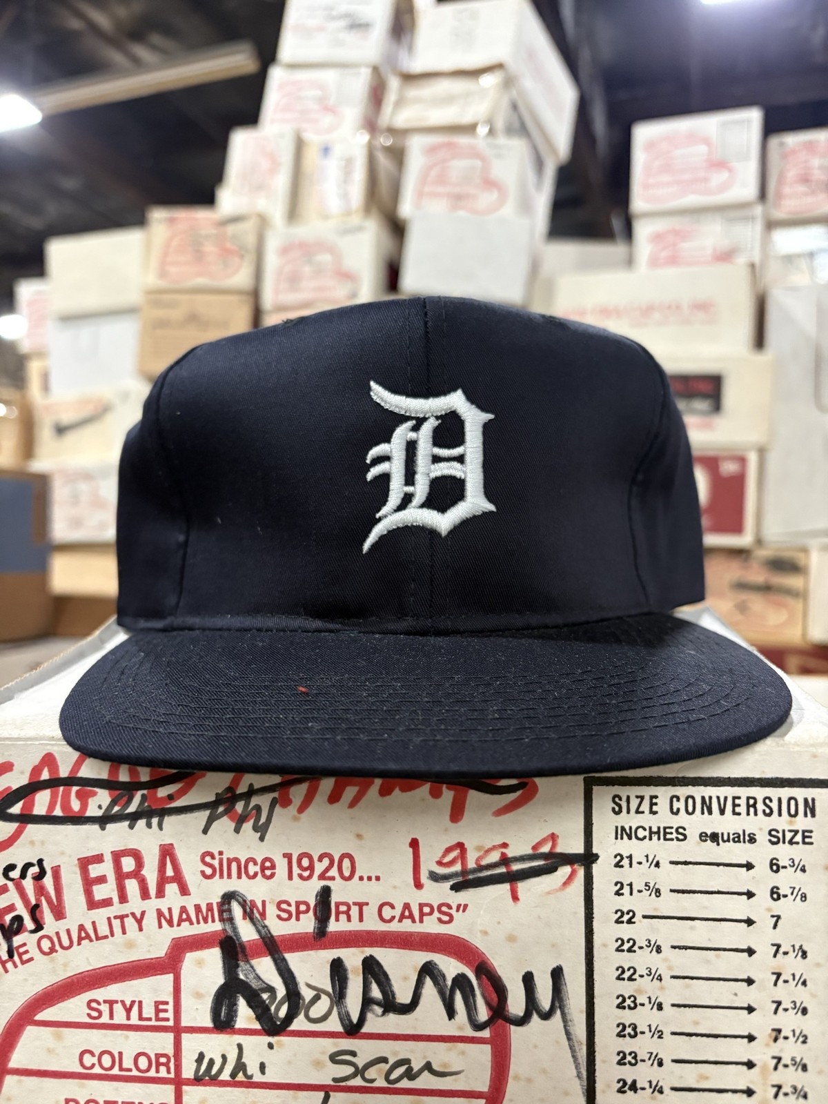 Vintage Detroit Tigers Hat Cap Snap Back Mens One Size Blue MLB New Era 90s