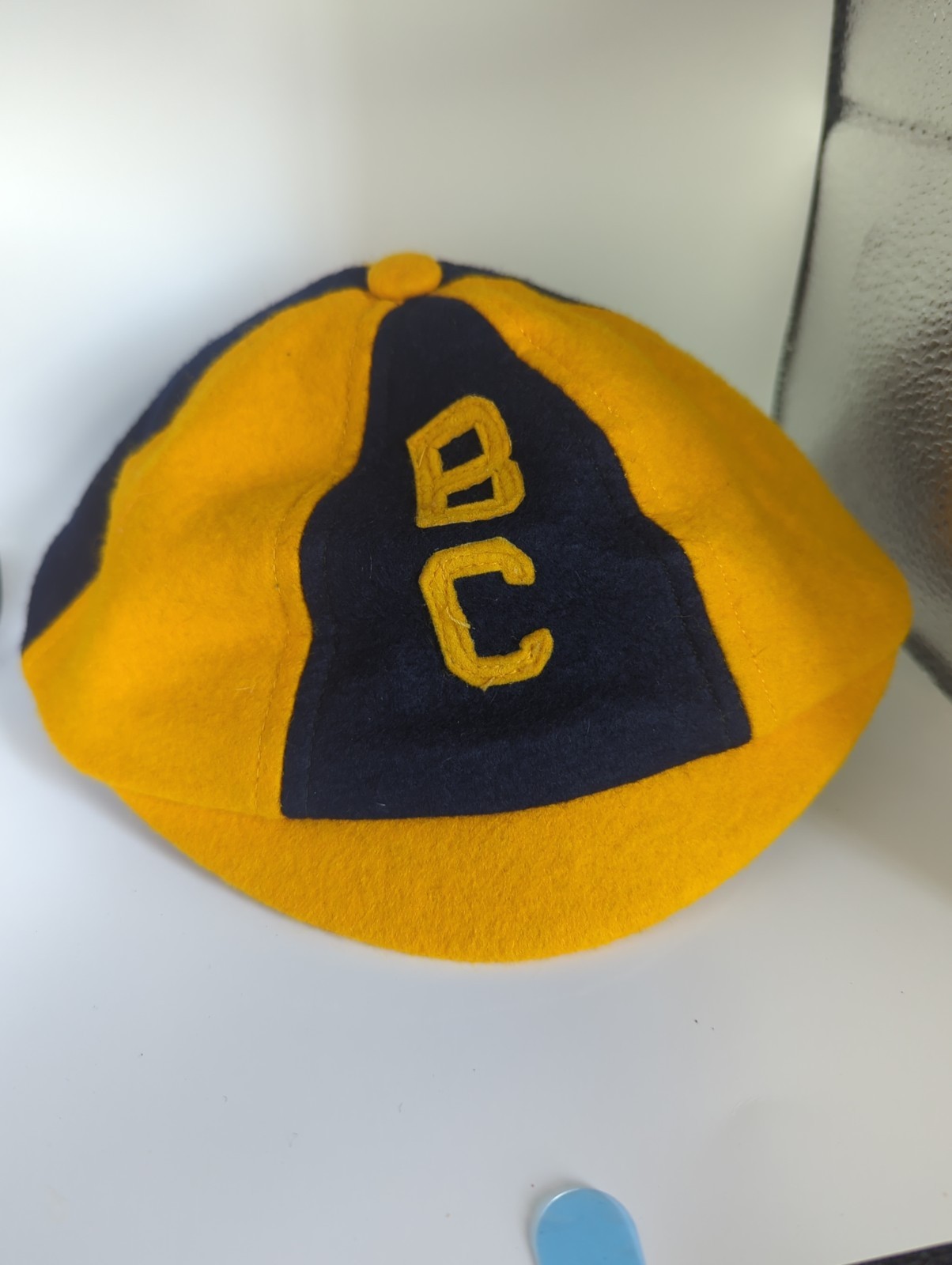 Vintage 1950s 1960s Wool Felt Freshman Beanie Dink Cap Blue Gold BC Hat Vintage 1950s 1960s Wool Felt Freshman Beanie Dink Cap Blue Gold BC Hat
