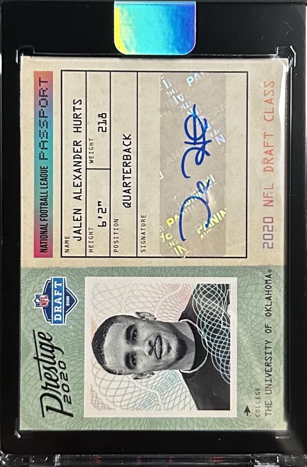 Jalen Hurts 2020 Panini Prestige NFL Passport Autograph RC Philadelphia Eagles Jalen Hurts 2020 Panini Prestige NFL Passport Autograph RC Philadelphia Eagles