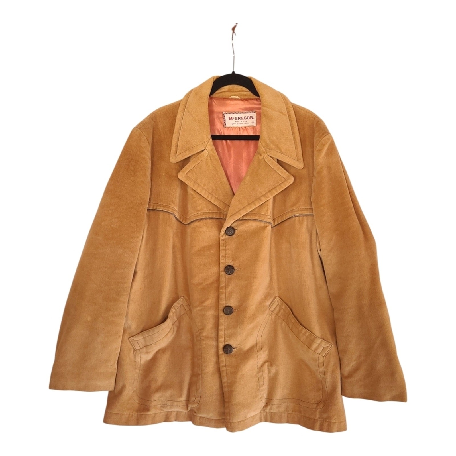 VTG McGregor Men’s 46 Corduroy Barn Chore Coat Jacket Tan 70s USA Western
