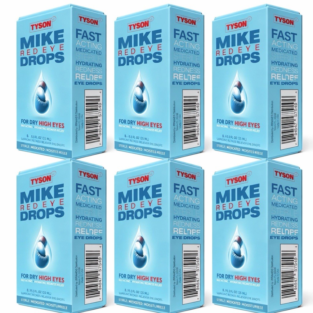 6 Packs Of Mike Tyson - Eye Drops Redness Relief Clear Eyes 0.5 Fl Oz, 15 ml