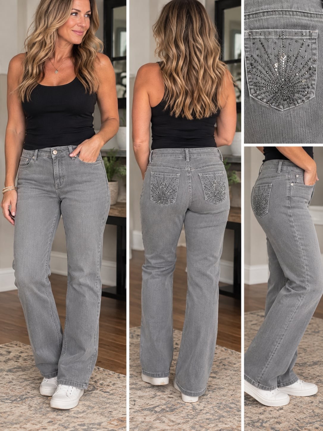 Chico’s Platinum Label Size 2 Short Gray Stretch Jeans Women’s 12