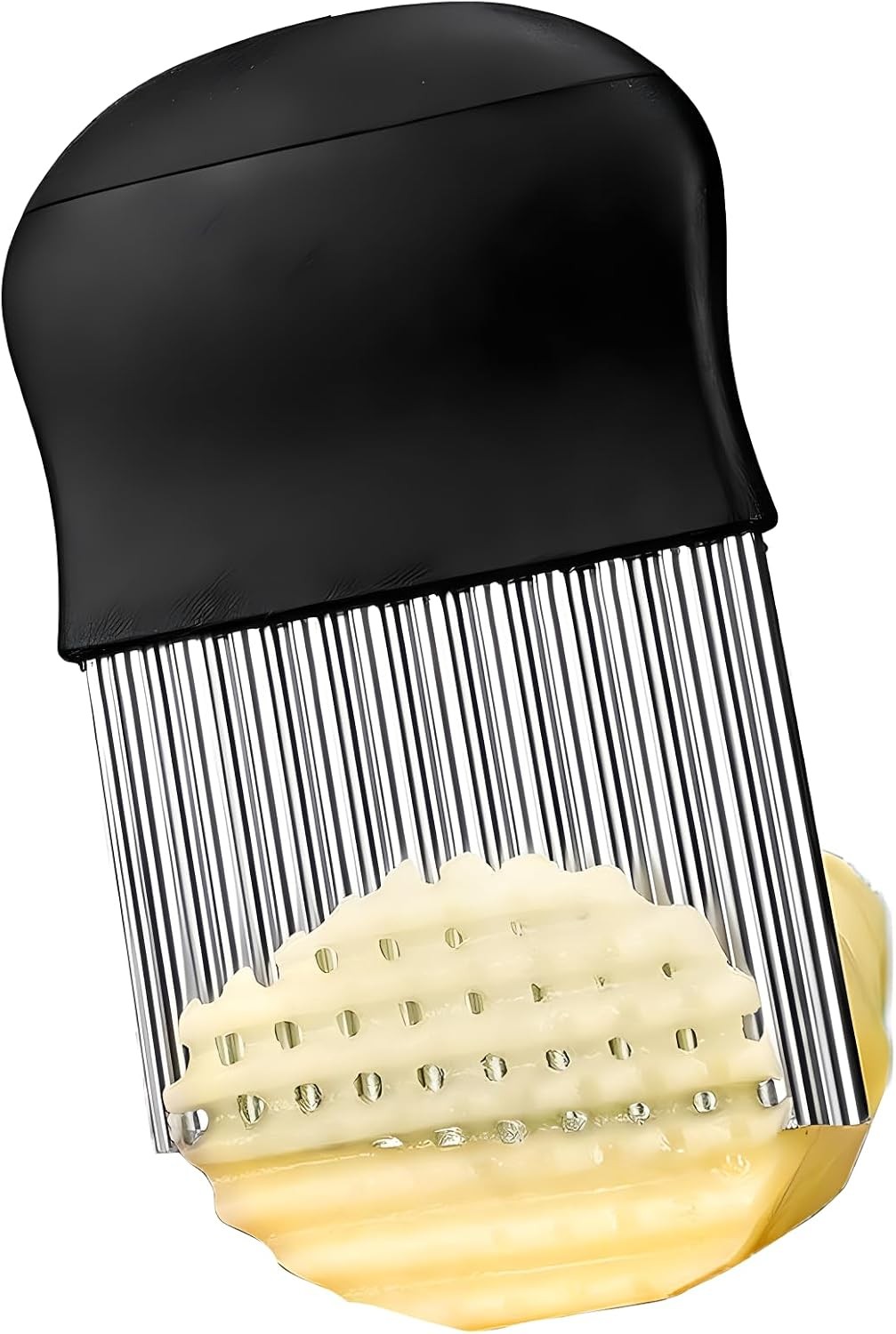 Crinkle Cut French Fry Slicer Stainless Steel Blade Plastic Handle Potato Fruit