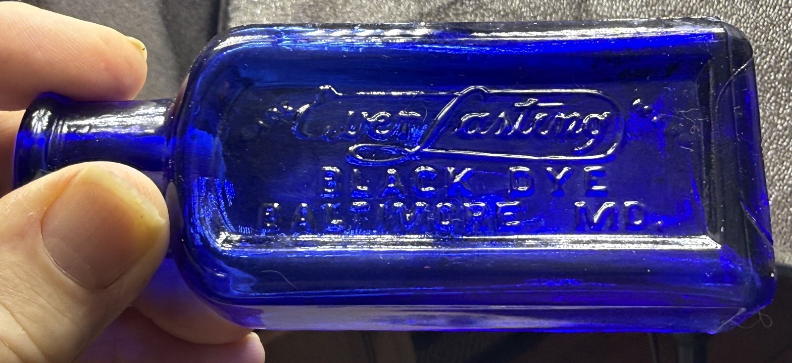 XXX  RARE  ANTIQUE EVERY LASTING COBALT BLUE. BOTTLE \