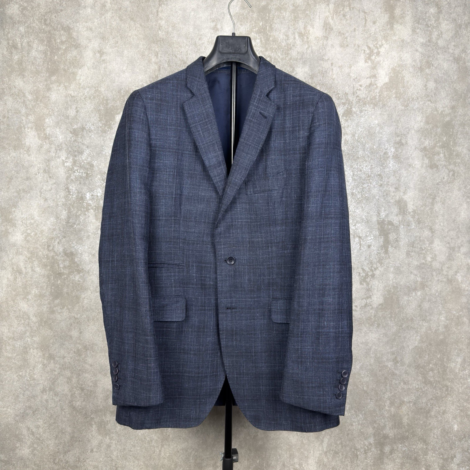 Alexander Sachs Loro Piana Summertime Wool Silk Linen Blazer Blue Plaid Jacket