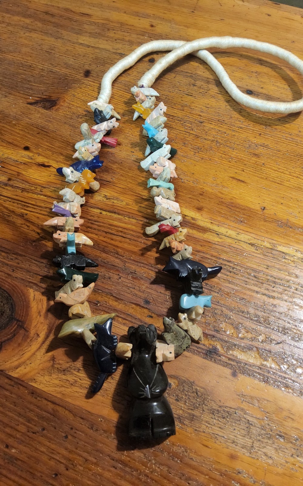 Vintage NativeAmerican Zuni StyleMulti-Stone AnimalFetish Necklace18\