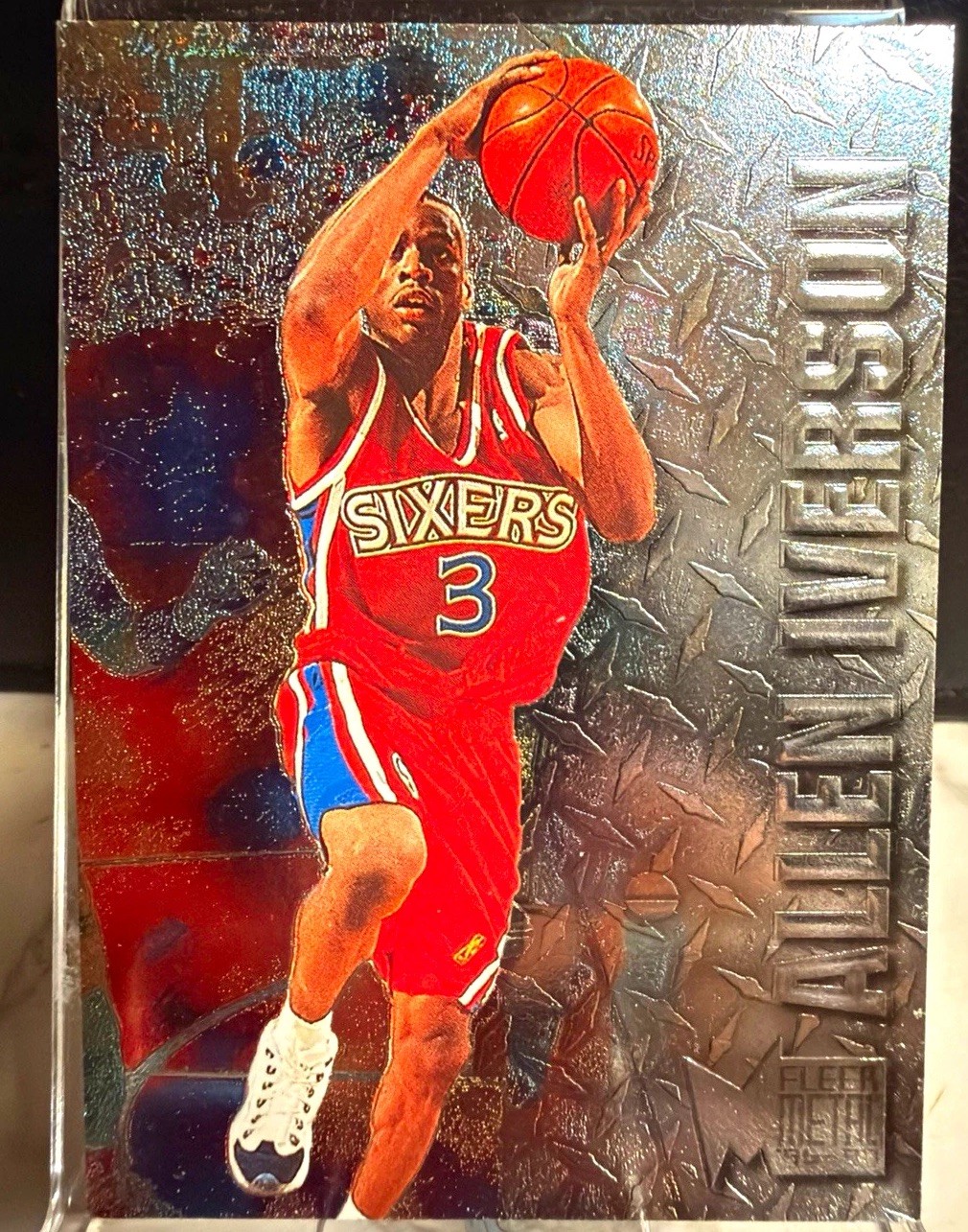 1996-97 Fleer/skybox Metal Allen Iverson #201 RC Rookie Base Philadelphia 76ers 1996-97 Fleer/skybox Metal Allen Iverson #201 RC Rookie Base Philadelphia 76ers