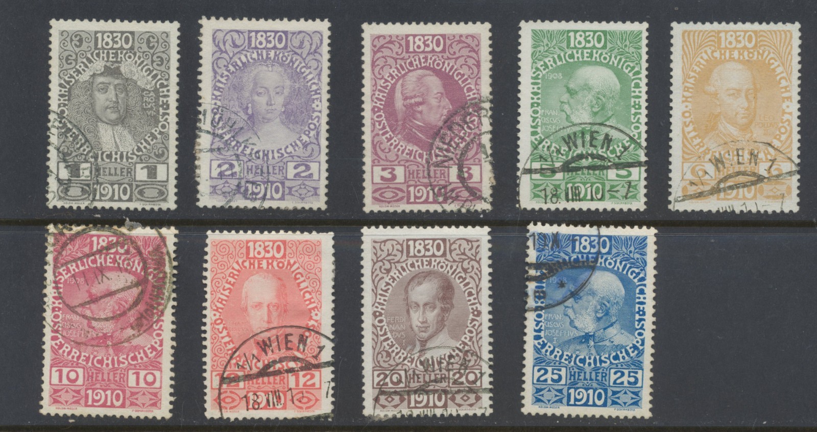 Austria Stamps 1910 80th Birthday of Joseph 1; SG 223/231 used CV £131.5 Austria Stamps 1910 80th Birthday of Joseph 1; SG 223/231 used CV £131.5
