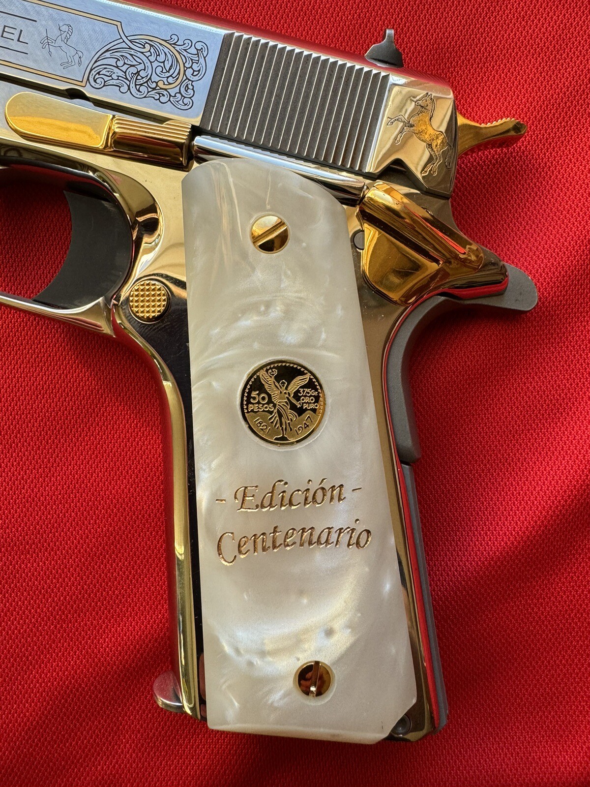 1911 Pearl Mini Centenario 14k Gold Filled Coin Grips 45 acp 38 Super 1911 Pearl Mini Centenario 14k Gold Filled Coin Grips 45 acp 38 Super