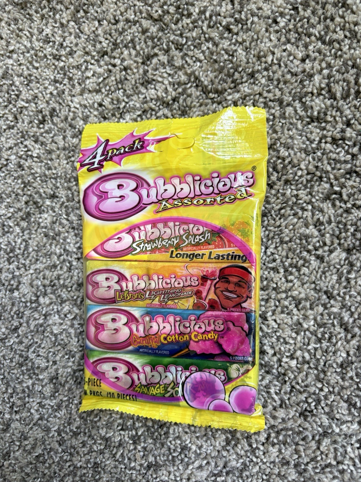 Bubblicious LeBron’s Lightning Lemonade Gum 4-Pack Sealed Vintage 2007