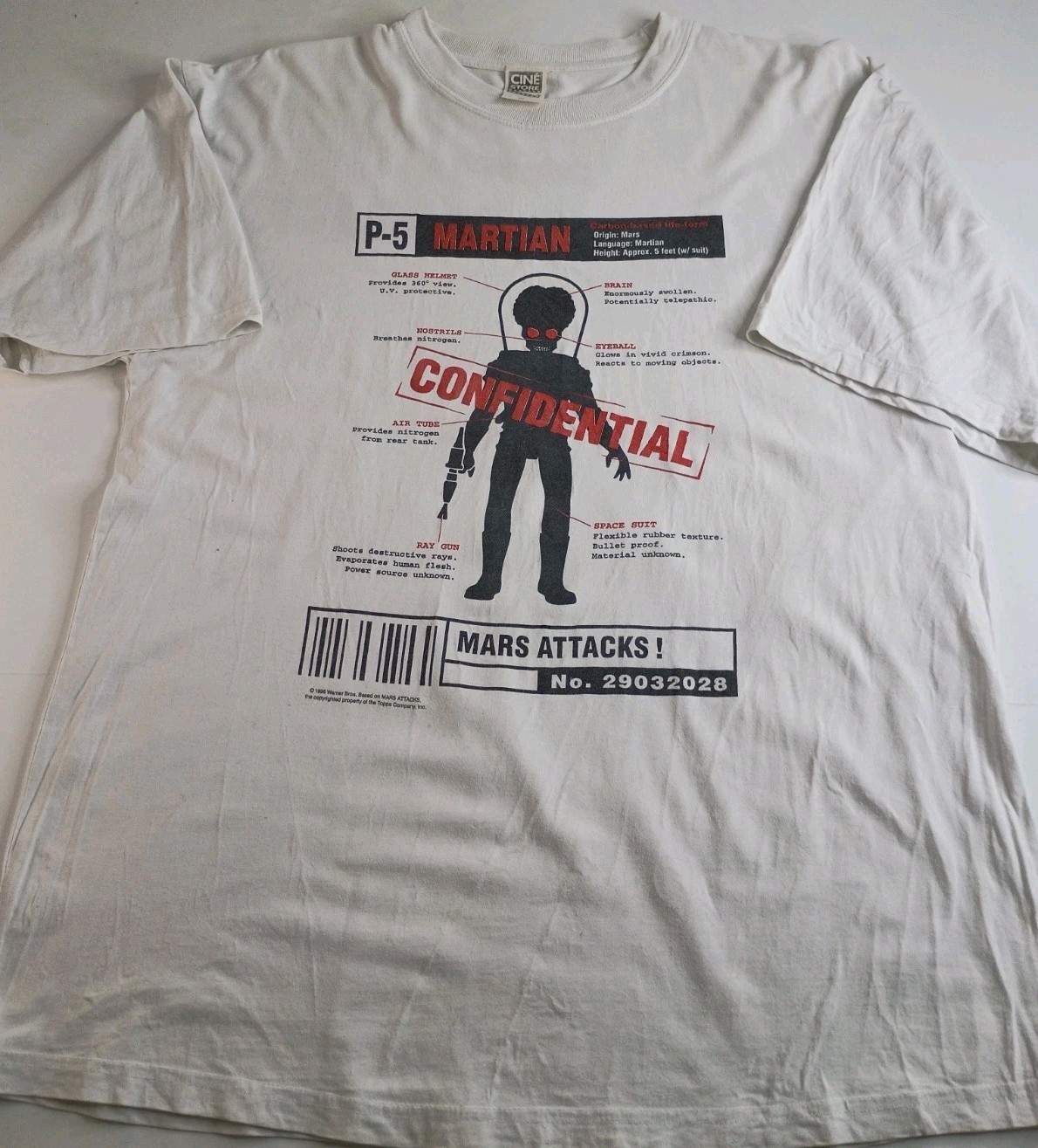 Vintage Mars Attacks Promo T-shirt XL Warner Bros Topps 1996 Vintage Mars Attacks Promo T-shirt XL Warner Bros Topps 1996