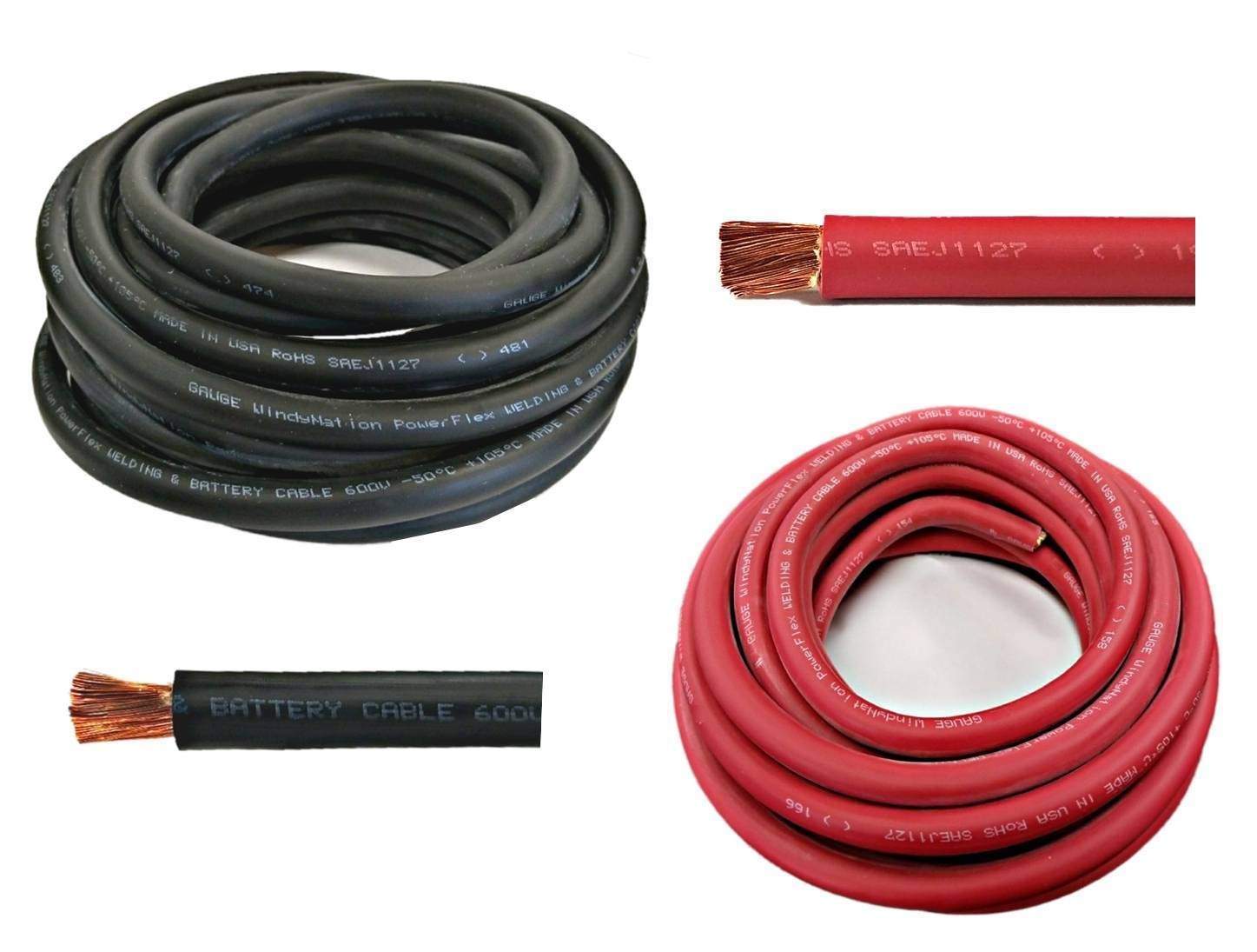 4/0 Gauge 5 Feet Black 5 Feet Red 4/0 Ultra Flexible Welding Battery Copper
