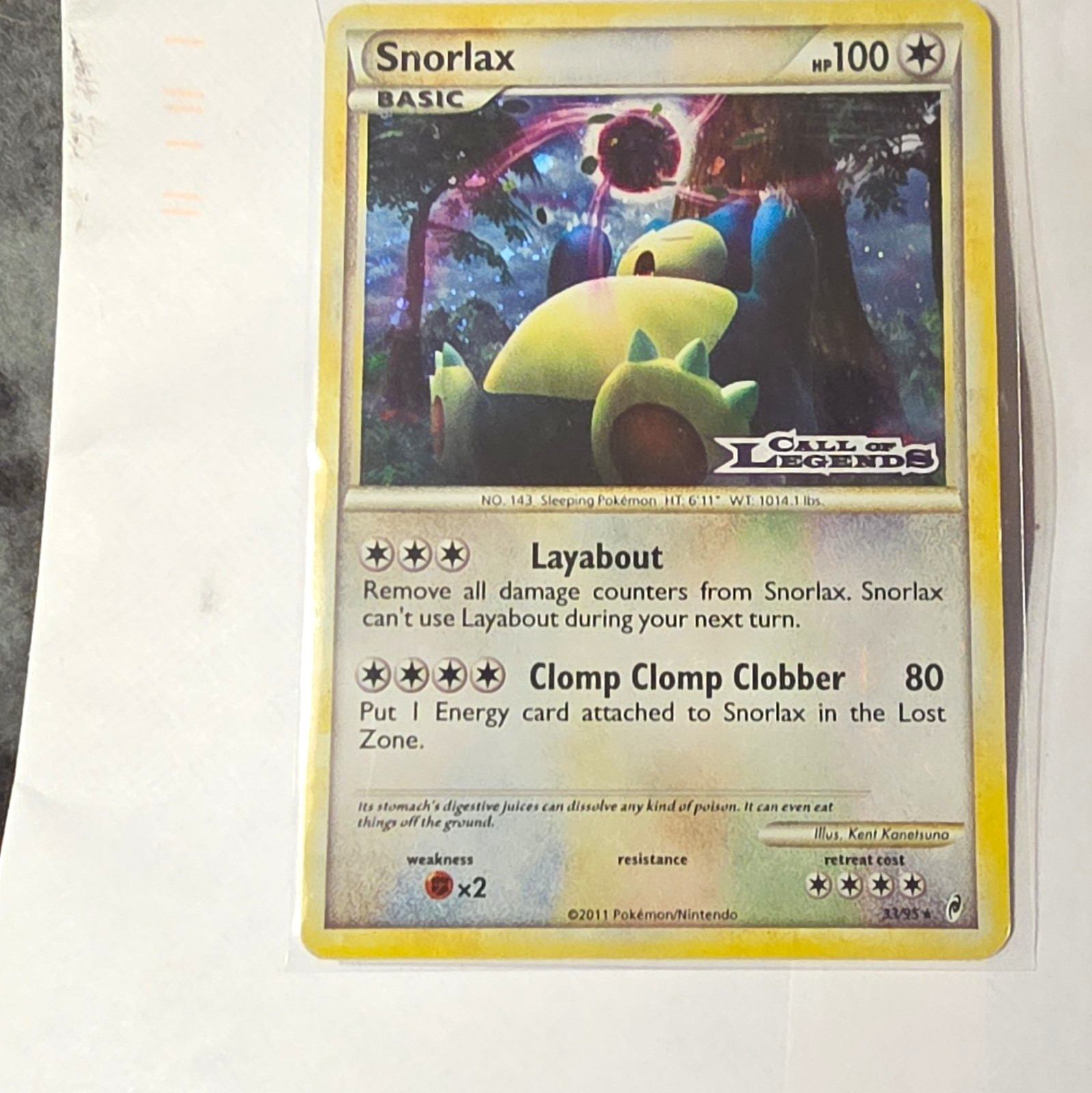 Pokemon TCG Snorlax Prerelease Promo Holo 33/95 100HP ENG Kanetsuna 2011