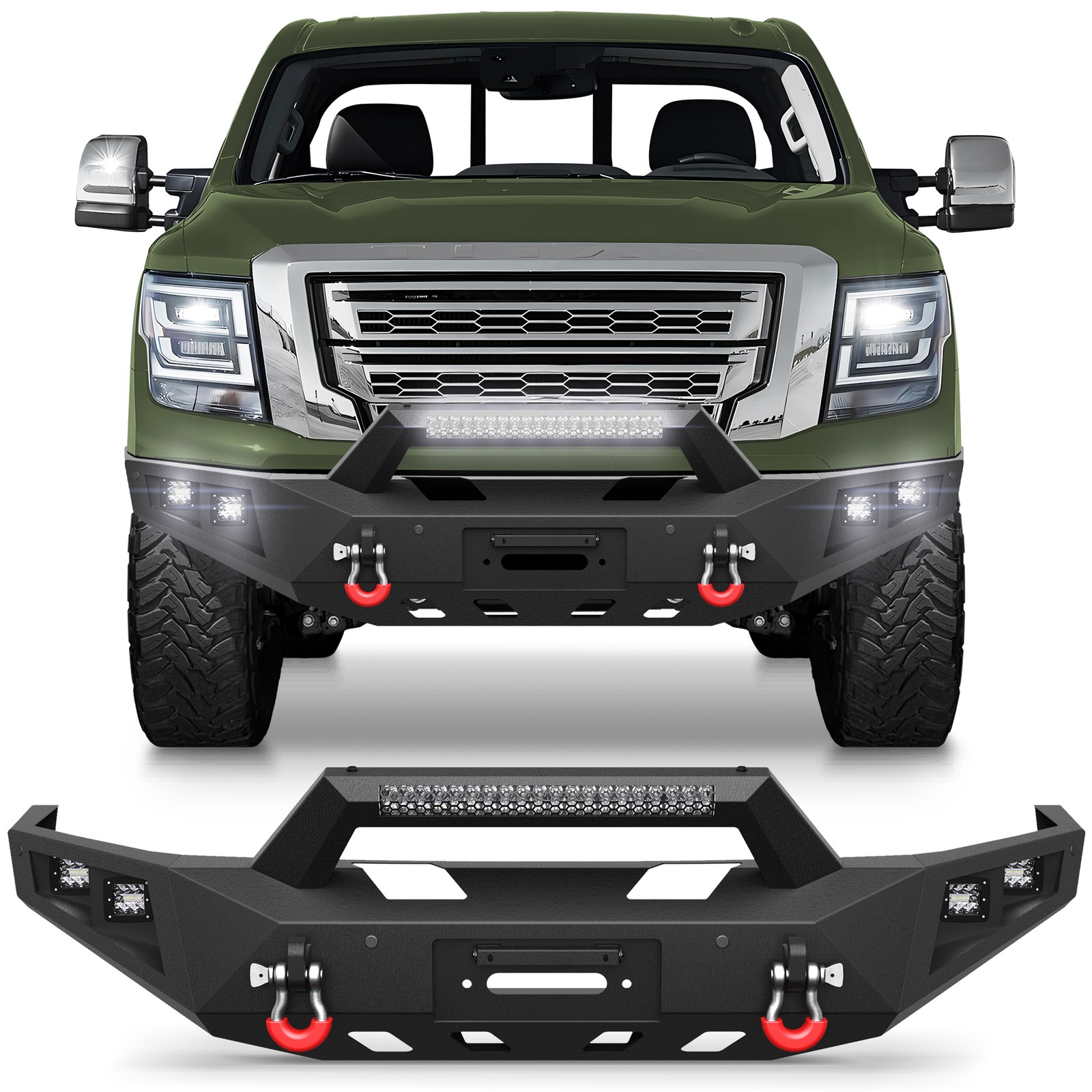 Front or Rear Bumper For 2017-2024 Nissan Titan with Winch Sensor Holes Lights