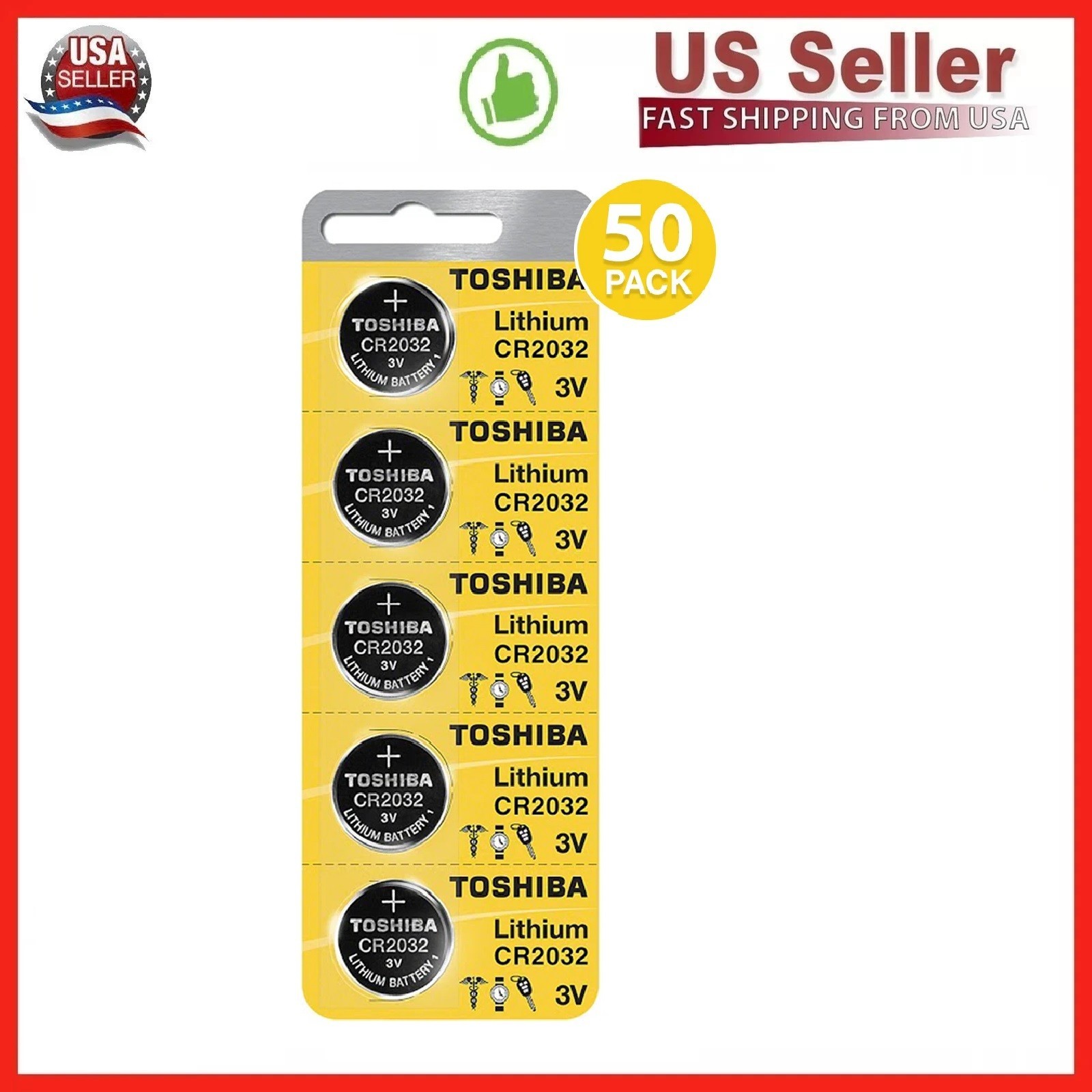 50 x New Original Toshiba CR2032 CR 2032 3V LITHIUM BATTERY BR2032 DL2032 Remote