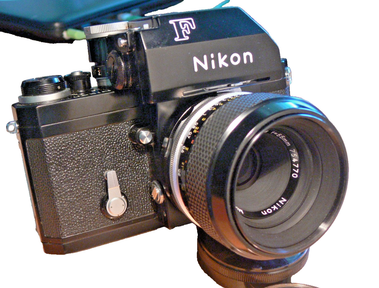 Nikon F1 Photomic F2 black with Micro Nikkor PC Auto 1:3.5 55 mm