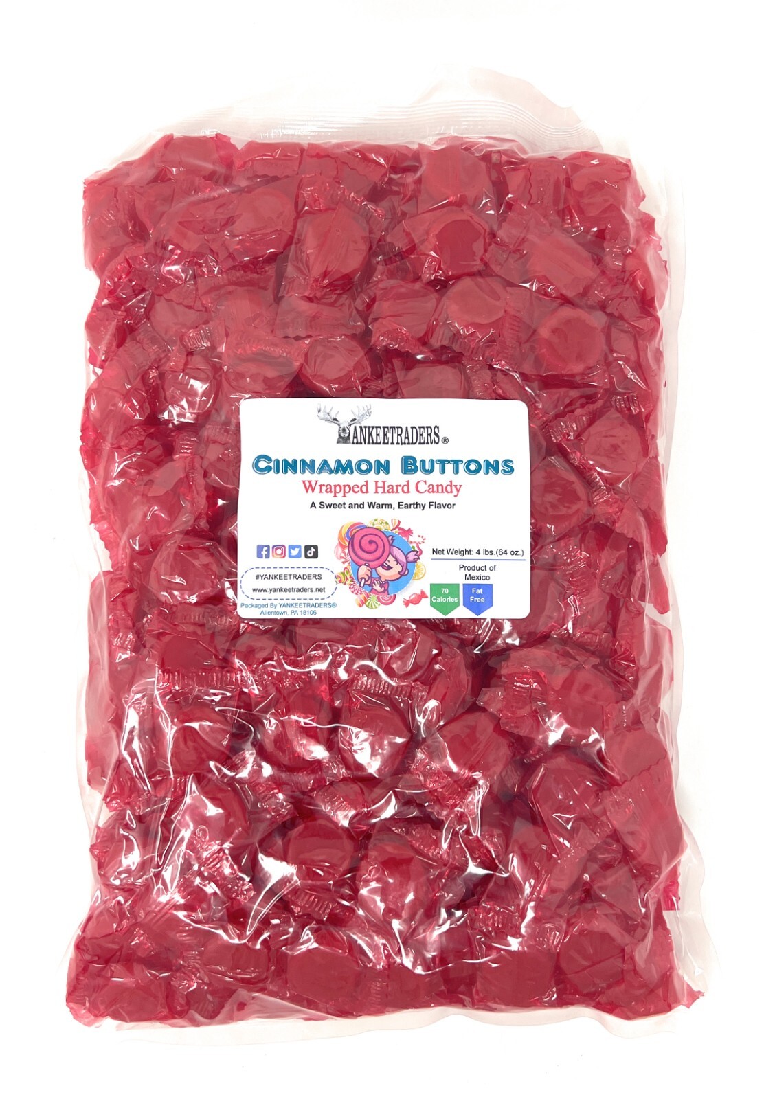 Cinnamon Discs Hard Candy, 4 lbs. ~ YANKEETRADERS® Brand ~ Cinnamon Discs Hard Candy, 4 lbs. ~ YANKEETRADERS® Brand ~