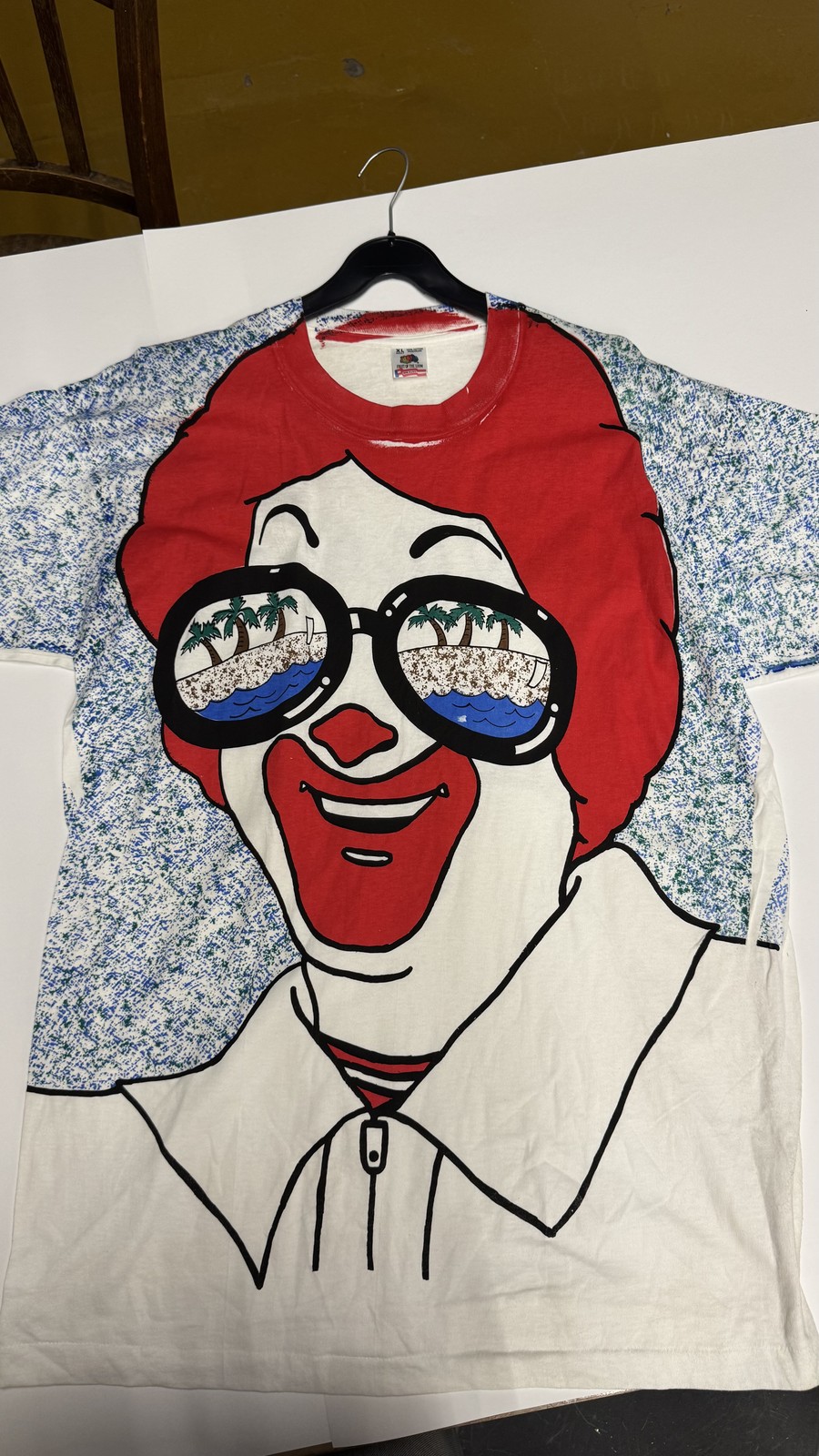 Rare Vintage 90s McDonald\'s Ronald Big Face T-Shirt Sunglasses All Over Print Rare Vintage 90s McDonald\'s Ronald Big Face T-Shirt Sunglasses All Over Print