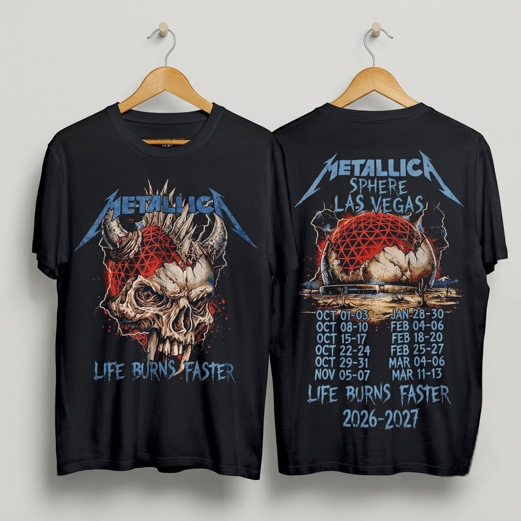 HOT #Metallica Life Burns Faster 2026 2027 Las Vegas Merch Tee HOT #Metallica Life Burns Faster 2026 2027 Las Vegas Merch Tee