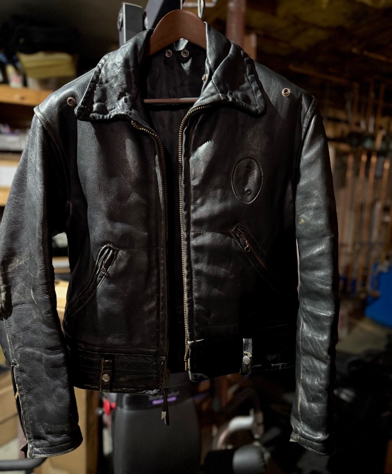 Vintage Cal Leather Horsehide Straight  Zip LAPD Large