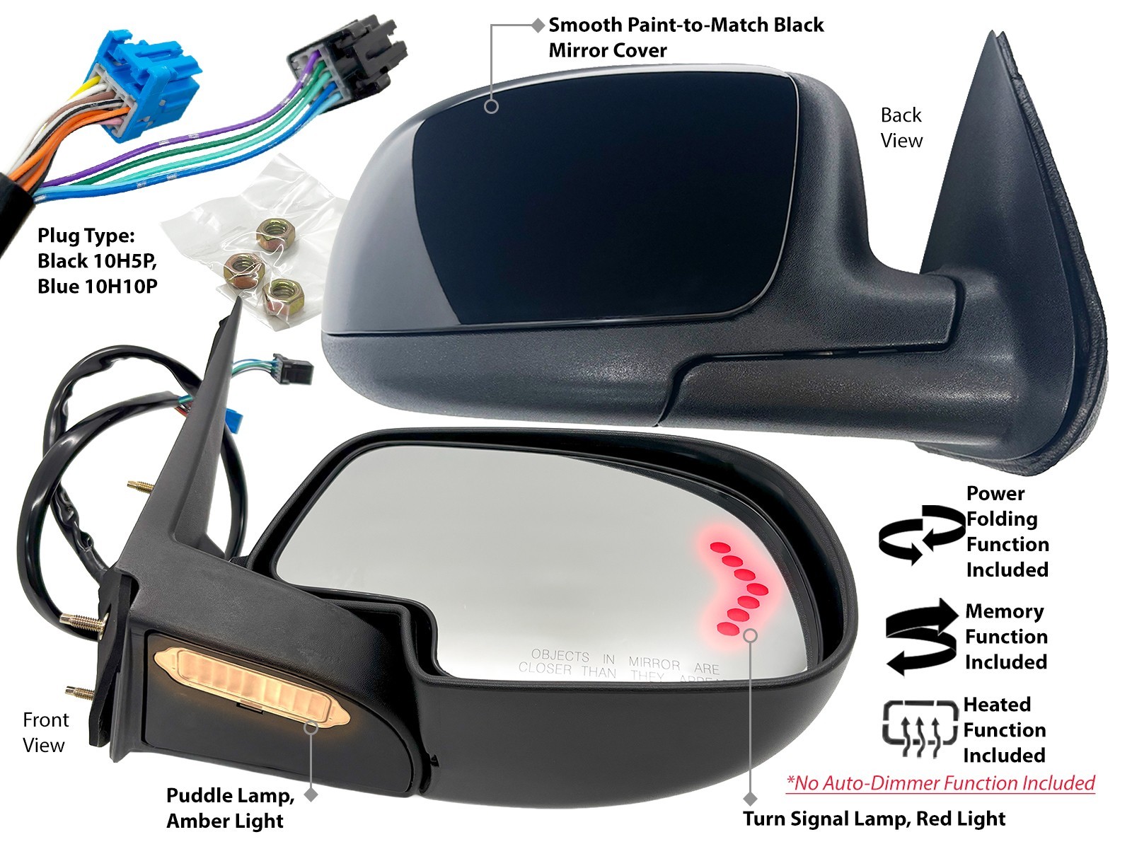 Power Folding Mirror for GM Pickup & SUV 2003-2006 Puddle Memory Passenger Side Power Folding Mirror for GM Pickup & SUV 2003-2006 Puddle Memory Passenger Side