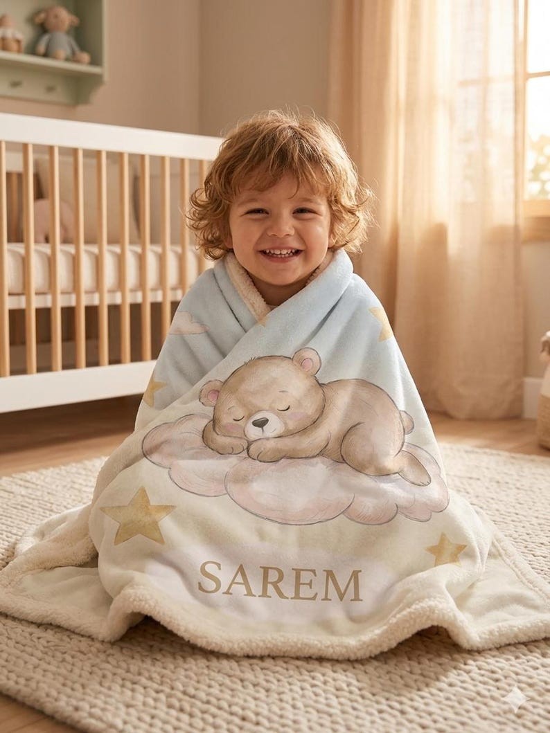 Personalized Baby Blanket with Name, Plush Fleece 50x60, Custom Newborn Gift