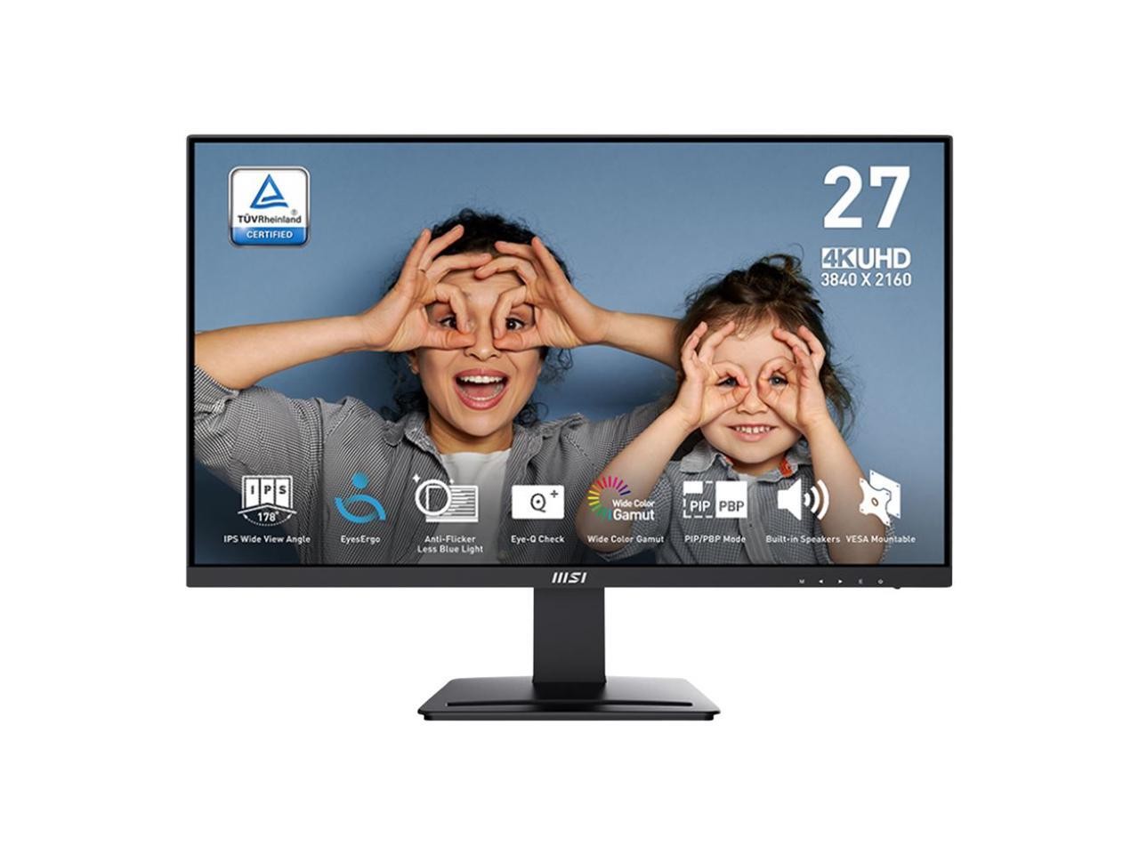 MSI 27 inch UHD 4K 60Hz IPS Adaptive Sync Computer Monitor with phone accessory
