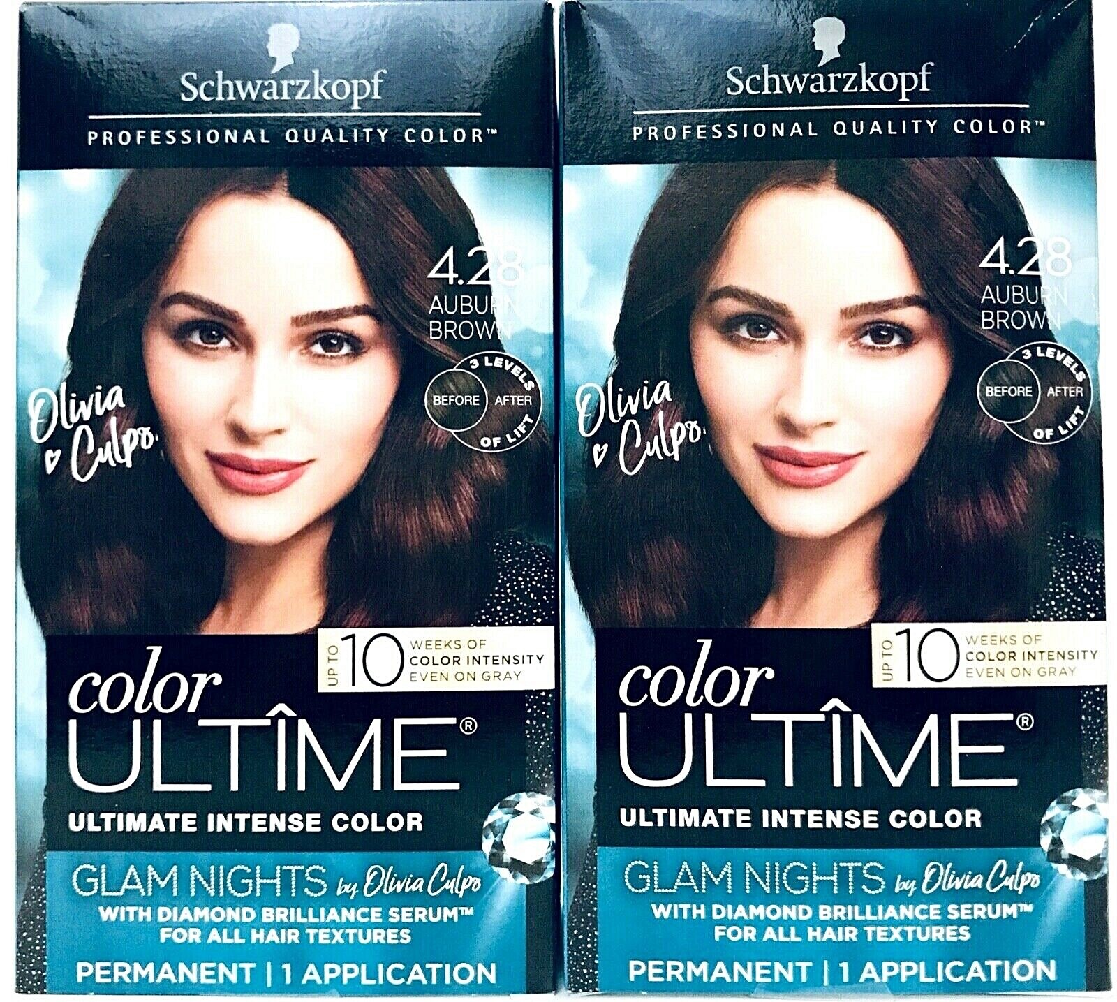 2 Ct Schwarzkopf Color Ultime Glam Nights 4.28 Auburn Brown Permanent Hair Color