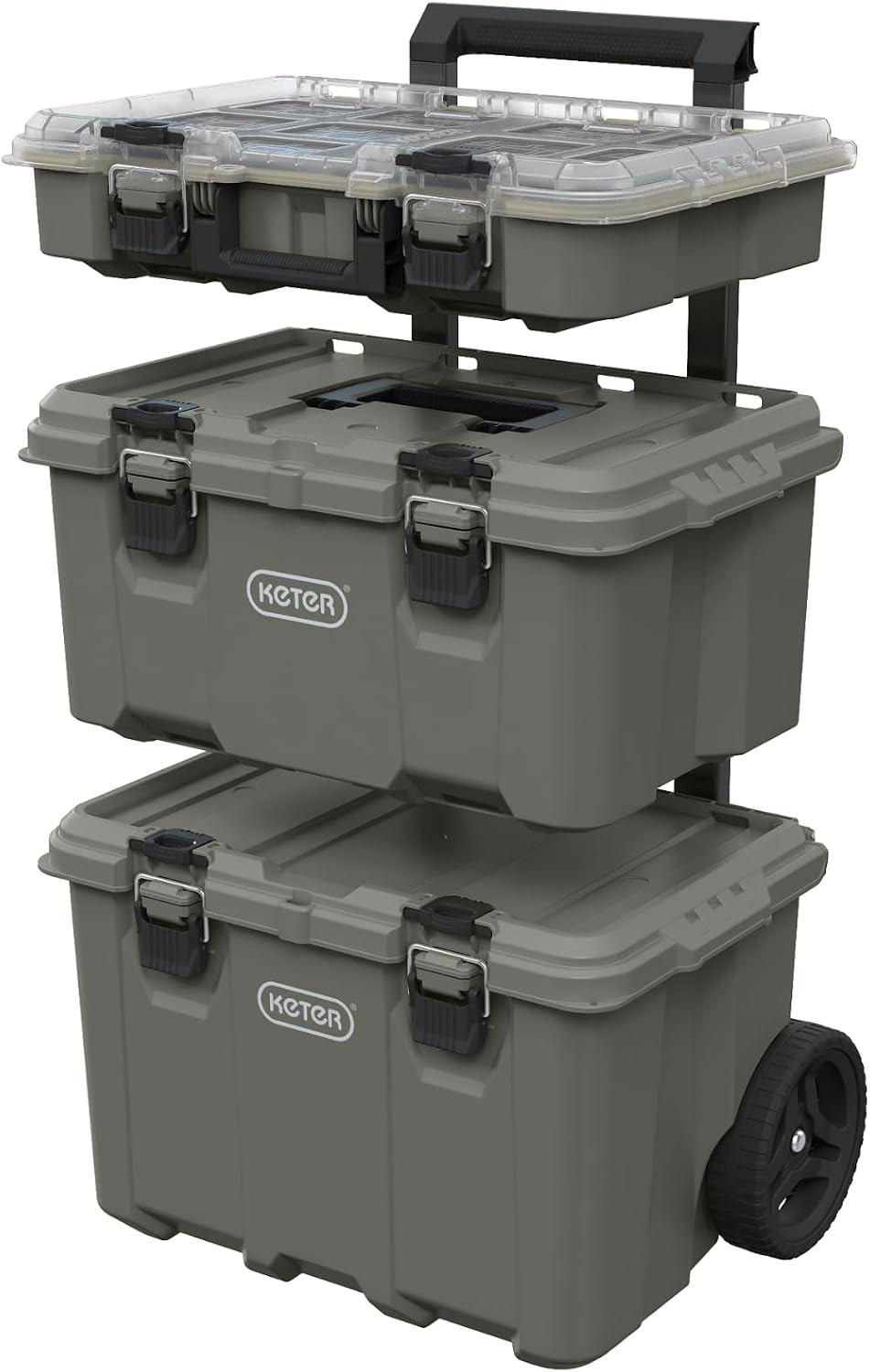 3 Piece Rolling Outdoor Gear Storage Organizer Stackable Portable System 3 Piece Rolling Outdoor Gear Storage Organizer Stackable Portable System
