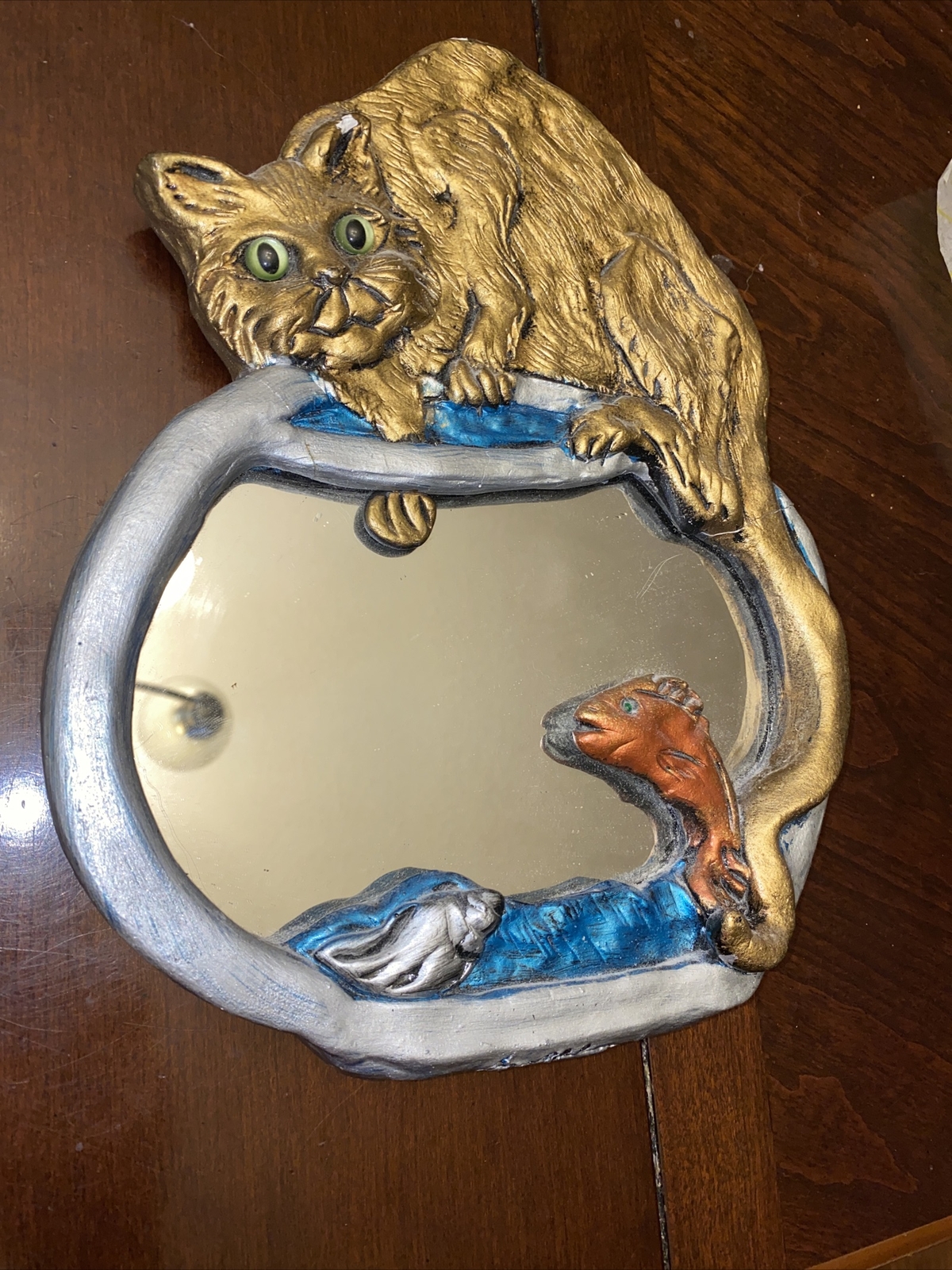 Vintage Artist George Mahana Cat Wrapped Around Mirror Creation Vintage Artist George Mahana Cat Wrapped Around Mirror Creation