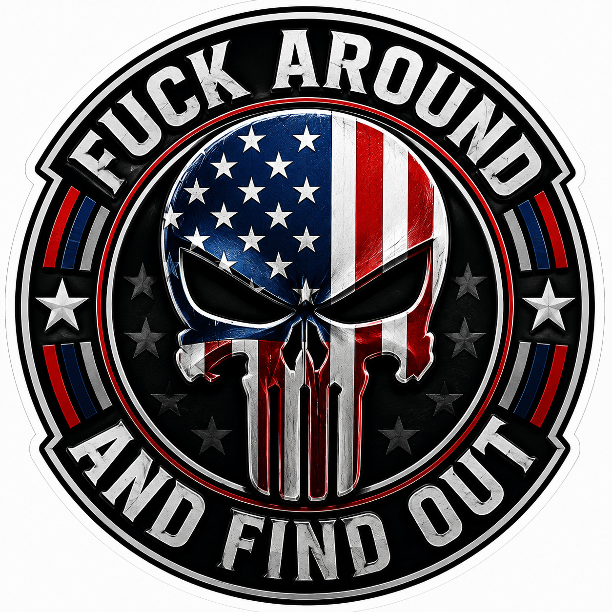 Fk Around and Find Out USA Flag Skull Vinyl Sticker Decal Patriotic FAFO Gift