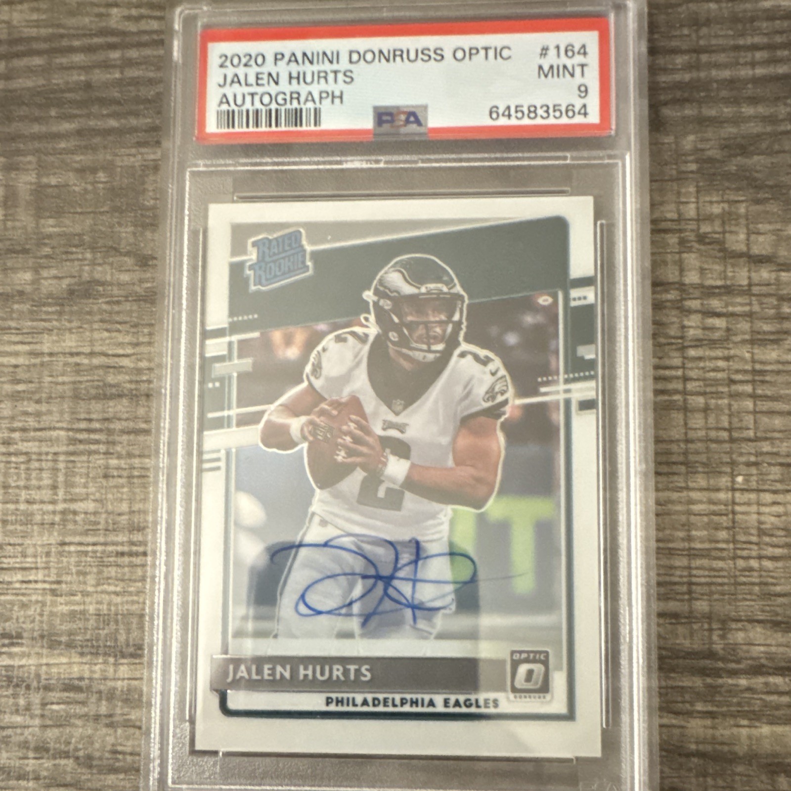 2020 Panini Donruss Optic Jalen Hurts Rated Rookies #164 RC Auto /150 PSA 9 2020 Panini Donruss Optic Jalen Hurts Rated Rookies #164 RC Auto /150 PSA 9