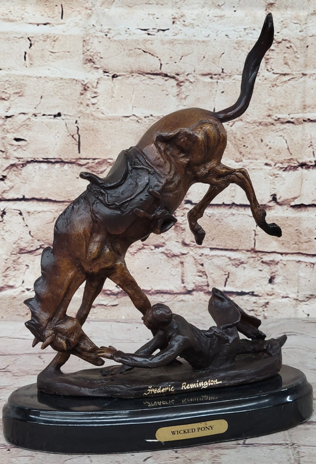 LEGENDS In BRONZE WICKED PONY by FREDERIC REMINGTON Marble Base Cowboy HORSE ART