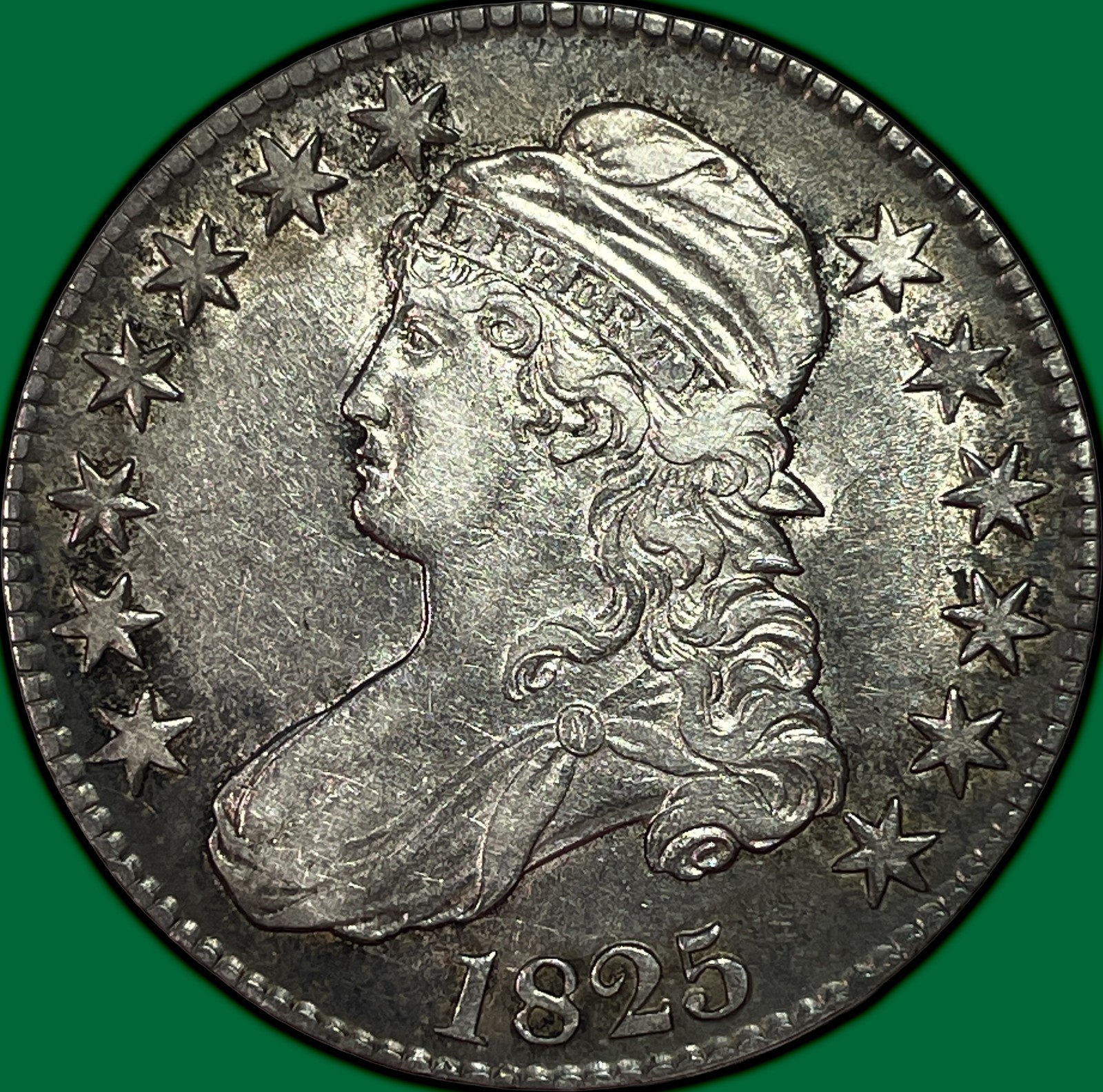 1825 Capped Bust Half Dollar Choice Almost Uncirculated AU+ Coin #46435