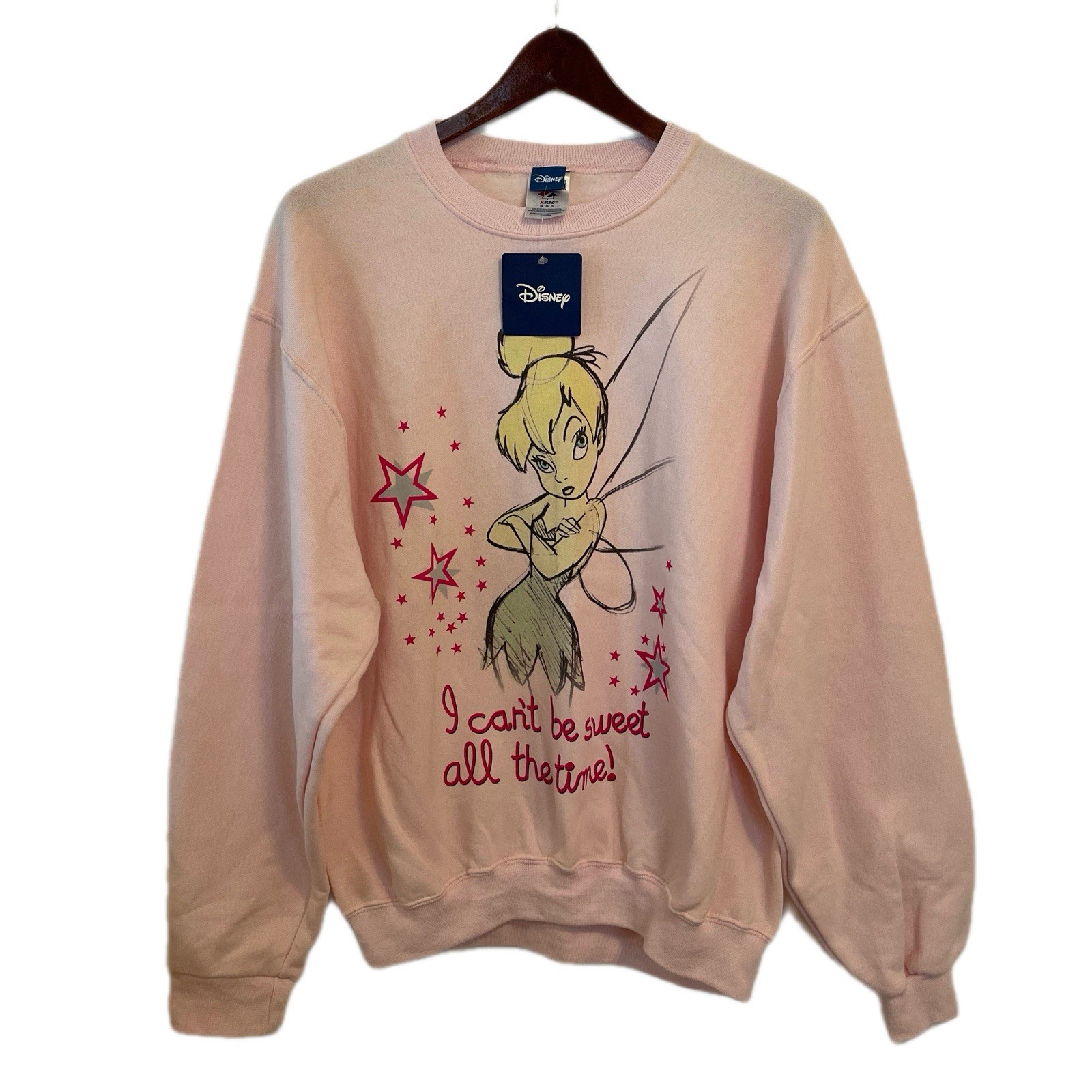 VINTAGE Disney Tinkerbell Sweatshirt Pullover Jerzees Medium NWT Pink Oversized VINTAGE Disney Tinkerbell Sweatshirt Pullover Jerzees Medium NWT Pink Oversized