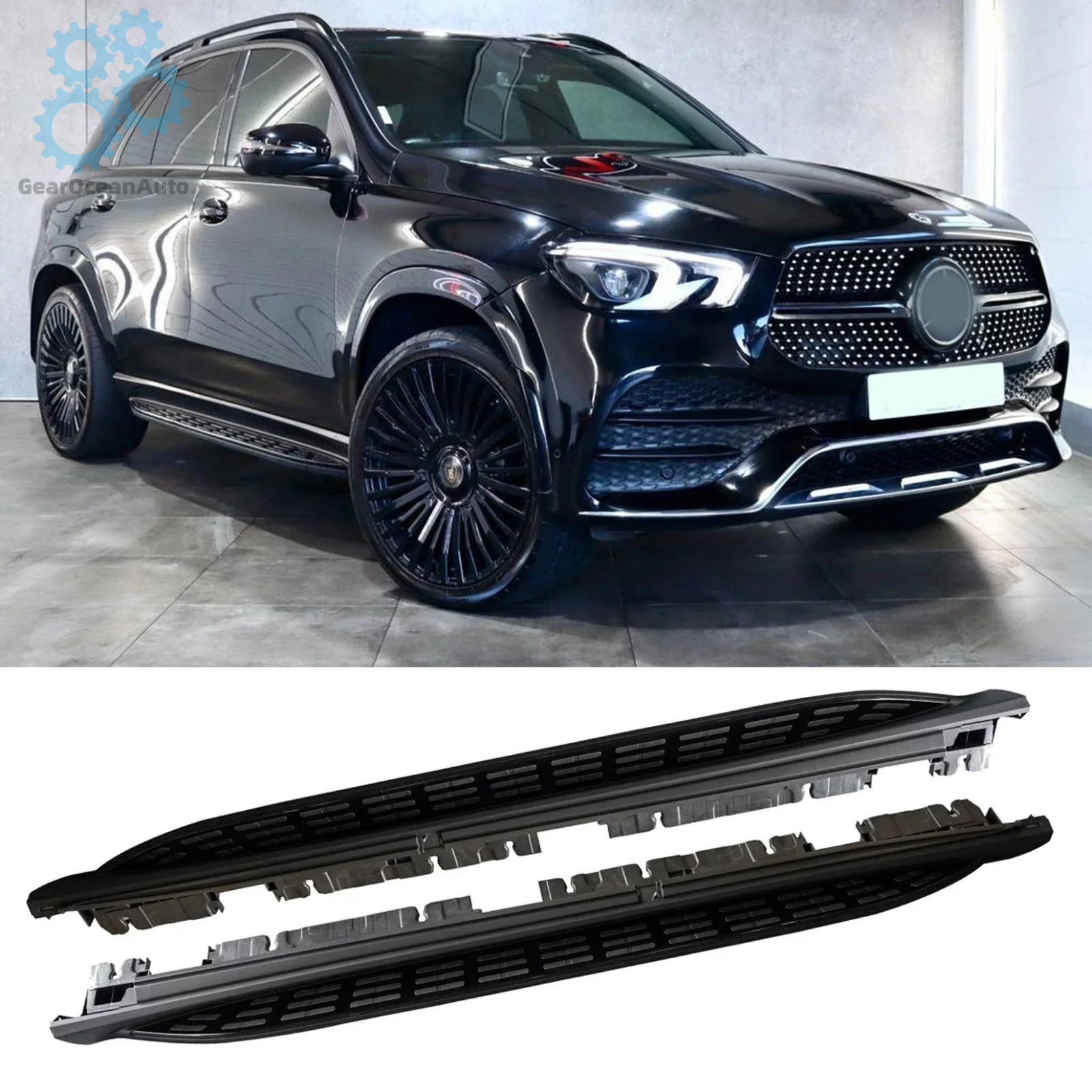 2pcs Black Running Boards Side Step for 2020-2026 Benz GLE W167 GLE350/450/450e 2pcs Black Running Boards Side Step for 2020-2026 Benz GLE W167 GLE350/450/450e