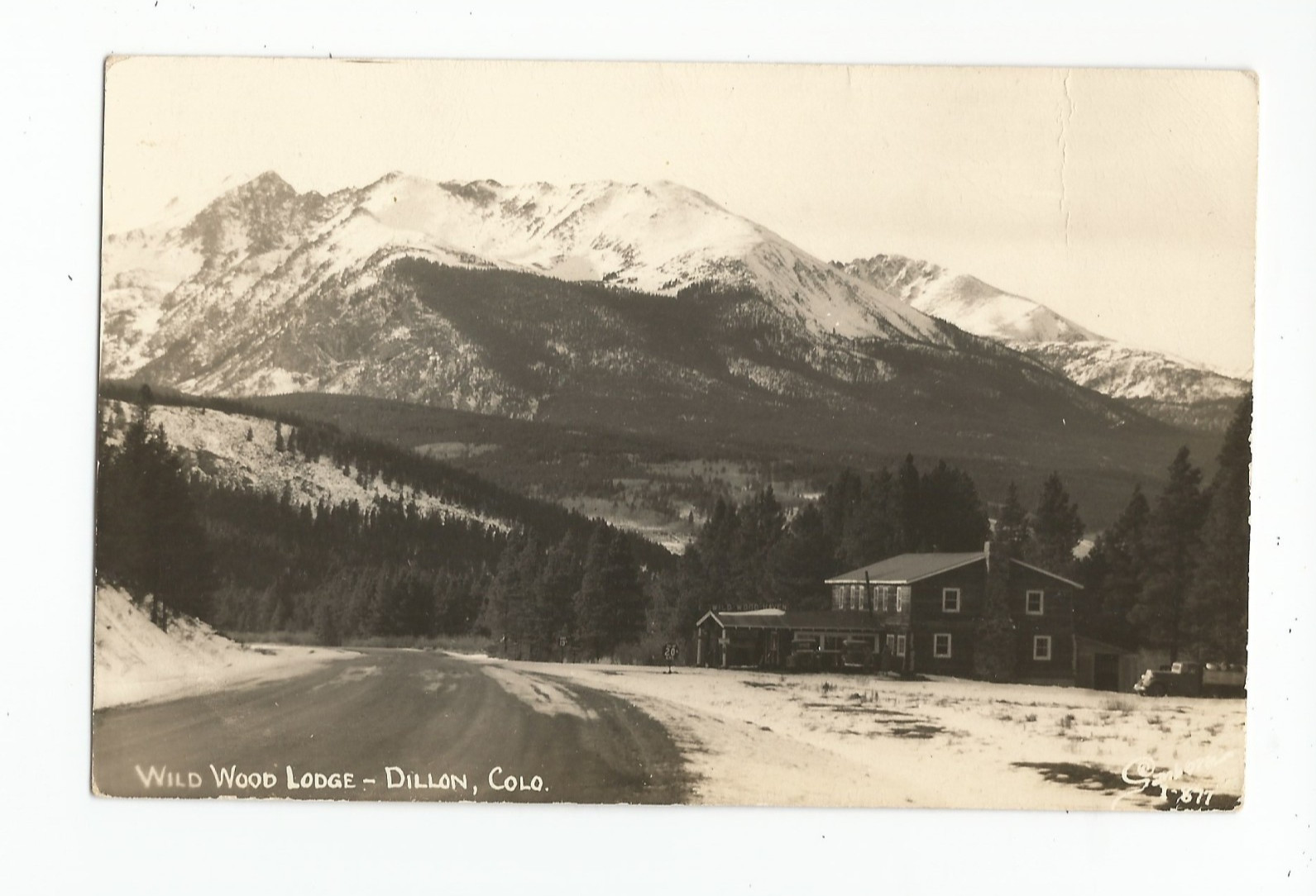 RPPC Postcard: Wild Wood Lodge, Dillon, Colorado - mountain landscape RPPC Postcard: Wild Wood Lodge, Dillon, Colorado - mountain landscape