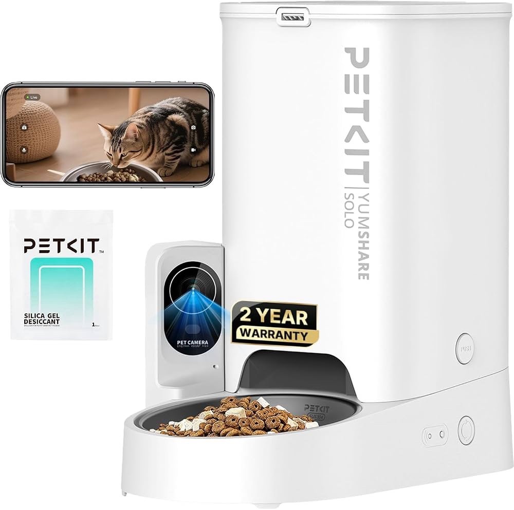 Automatic Cat Feeder with Camera, 1080P HD Video with Night Vision( opened box)