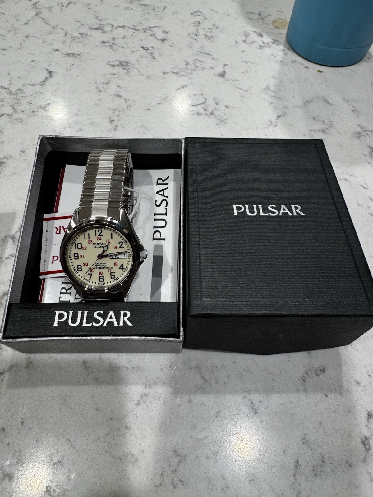NEW VTG Pulsar Railroad Approved Watch Men 36mm Silver Tone Daydate VX43-0AD0 BH NEW VTG Pulsar Railroad Approved Watch Men 36mm Silver Tone Daydate VX43-0AD0 BH