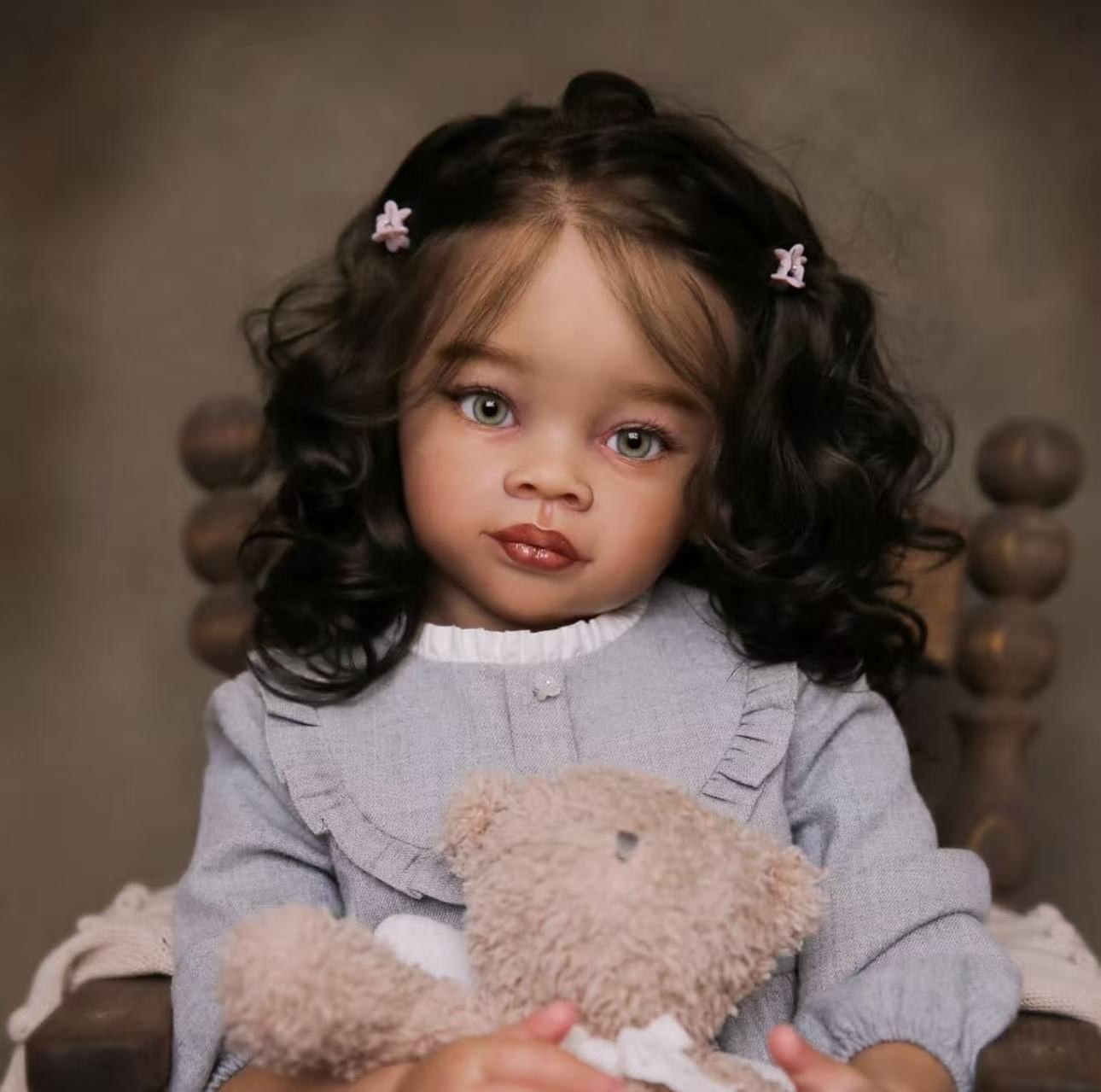 30in Assembled Reborn Baby Doll Rooted Soft Hair Realistic Toddler Girl Toy Gift
