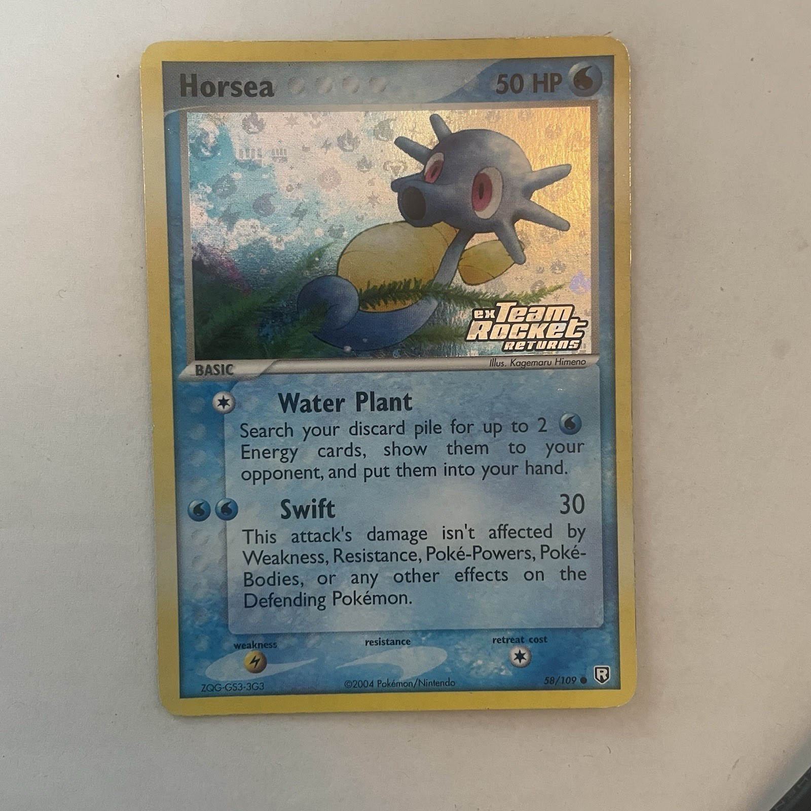 Horsea Team Rocket Returns 58/109 Holo 2004 Stamped Pokémon TCG Swirl Horsea Team Rocket Returns 58/109 Holo 2004 Stamped Pokémon TCG Swirl