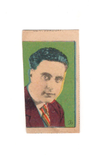 1919 W500 Cut Strip Card Slanted Name Reversed ©  no# Geo. Walsh Green Backgroud